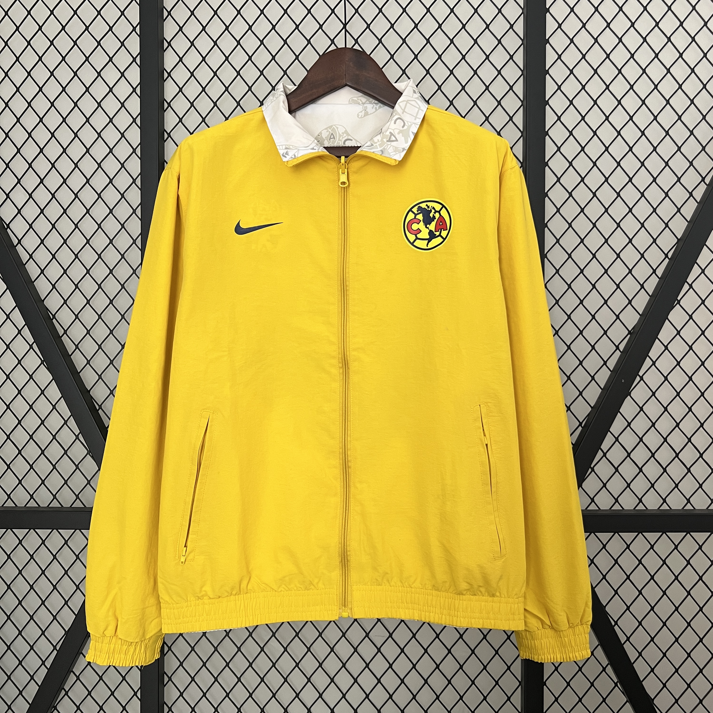 Club América 24-25 Double Sided Reversible Windbreaker - Yellow & White - ManixJersey