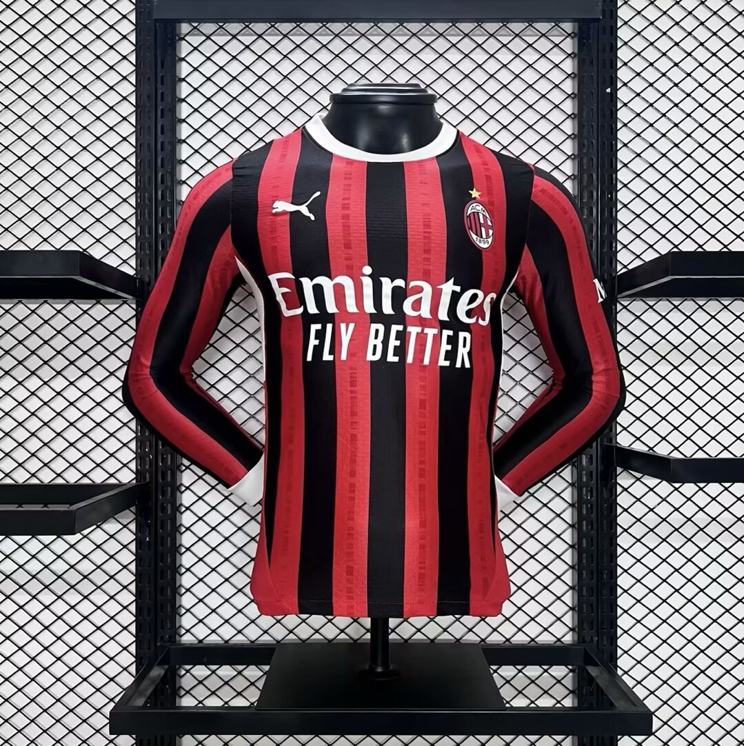 AC Milan 24-25 Home Long Sleeve Jersey - Player Version - ManixJersey