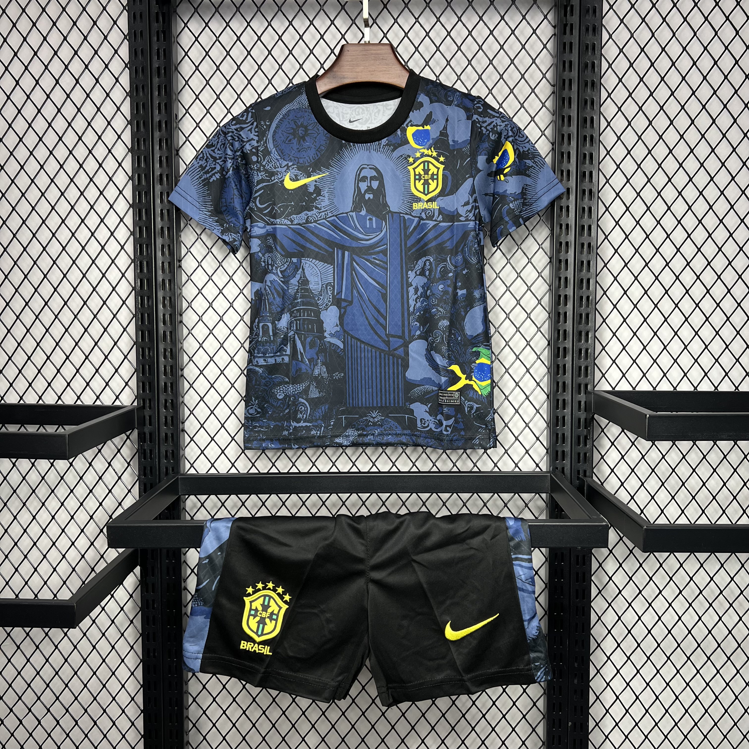 Brazil 2024 Christ the Redeemer Statue Kids Kit - Dark Blue - ManixJersey