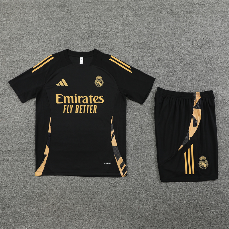 Real Madrid 24-25 Short-Sleeve Training Set - Black Gold - ManixJersey