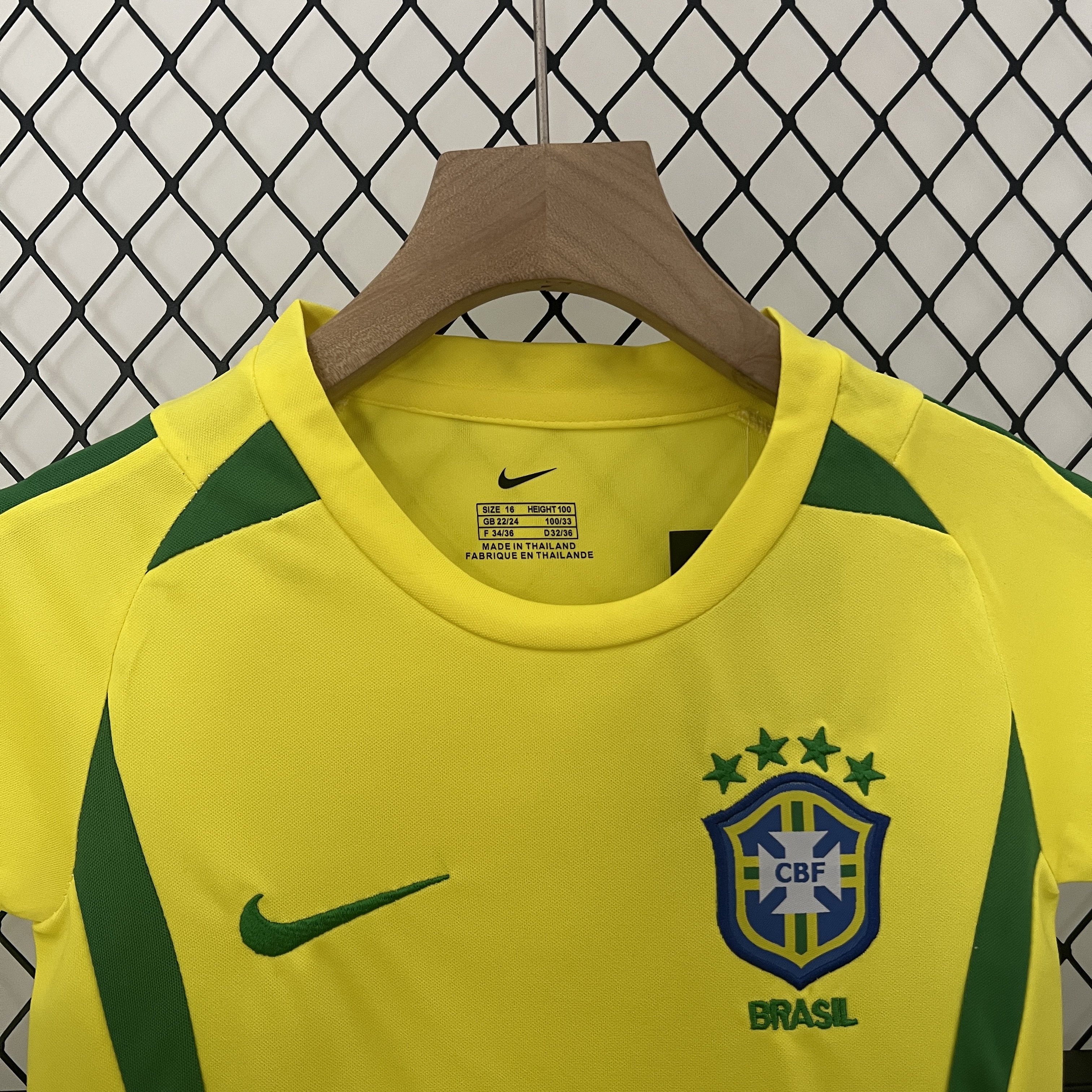 Retro Brazil 2002 Home Stadium Kids Kit - ManixJersey