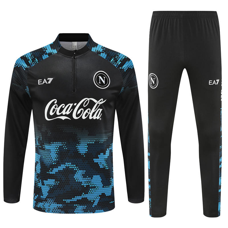 Napoli 24-25 Kids Long Sleeve Training Set - Black Blue - ManixJersey