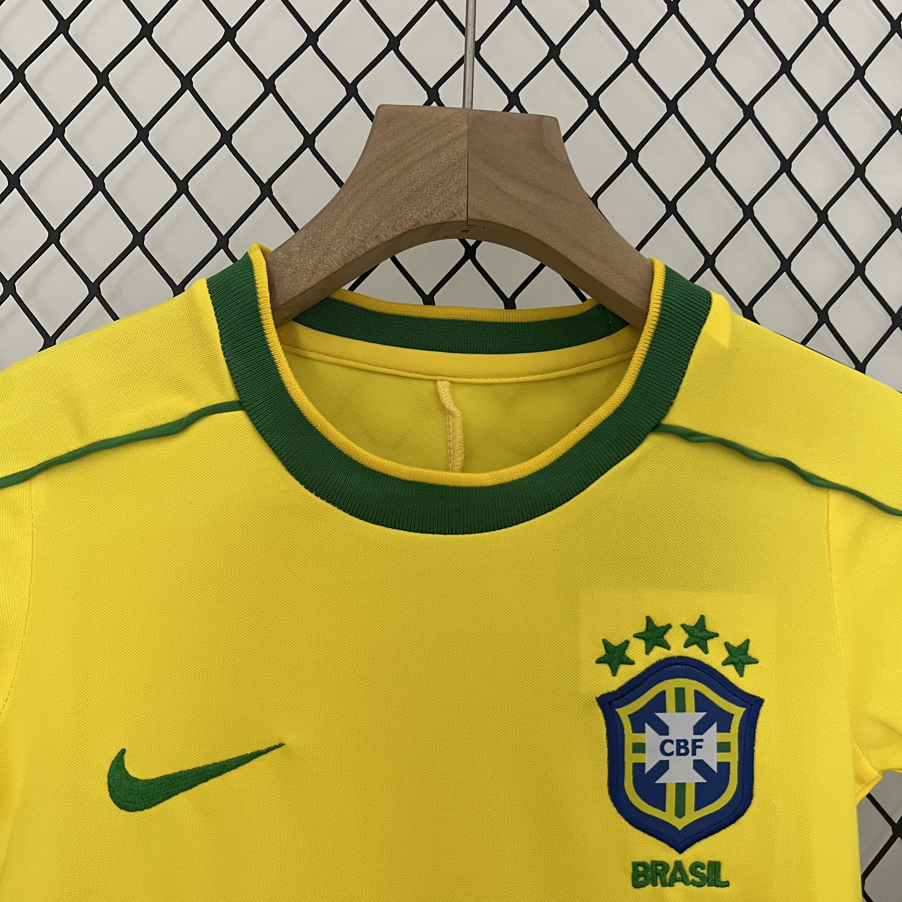 Retro Brazil 1998 Home Stadium Kids Kit - ManixJersey