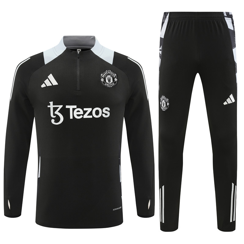 Manchester United 24-25 Kids Long Sleeve Training Set - Black - ManixJersey