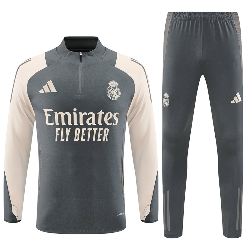 Real Madrid 24-25 Kids Long Sleeve Training Set - Deep Grey - ManixJersey