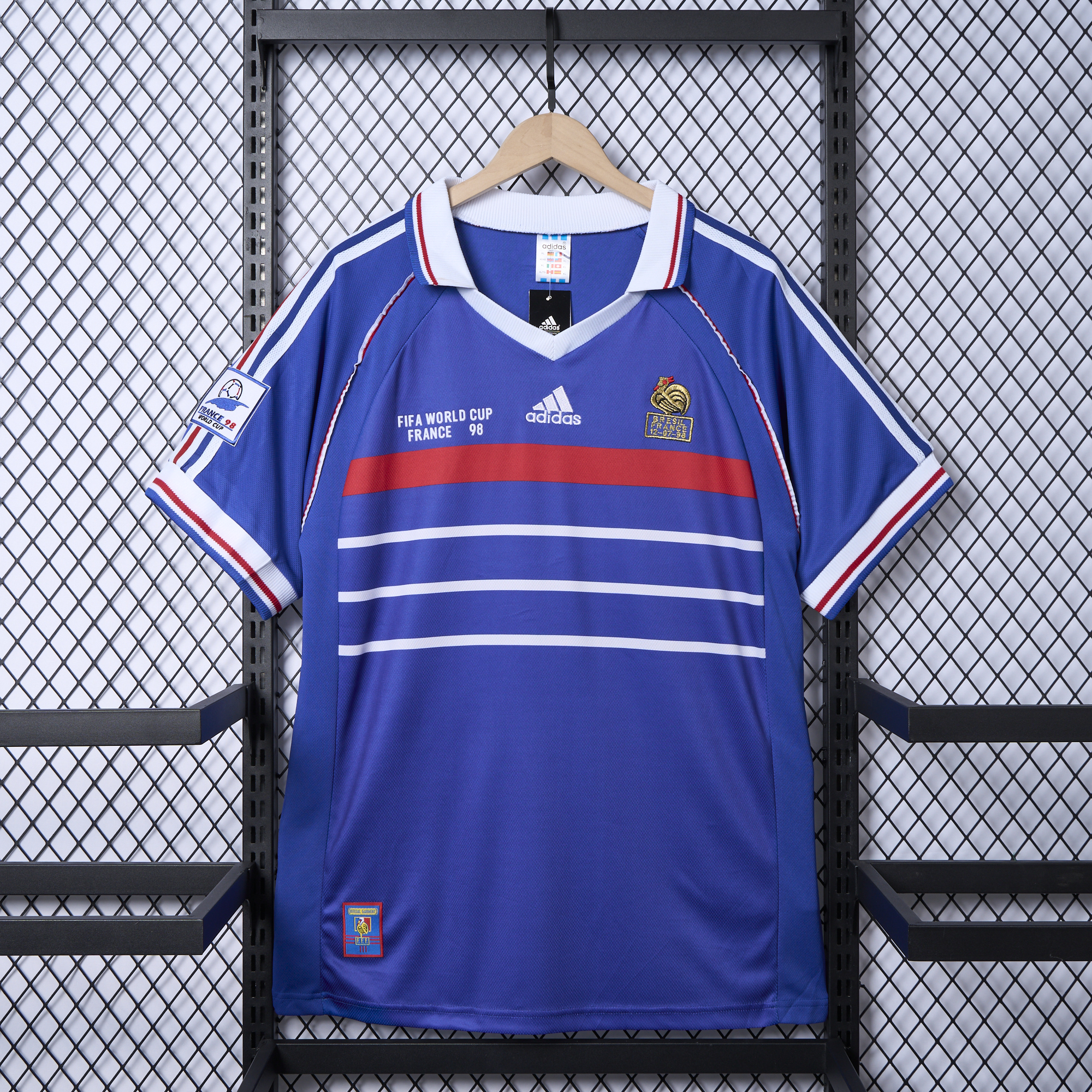 Retro France 1998 Home Stadium Jersey (with 1998 World Cup mark on right chest) - ManixJersey