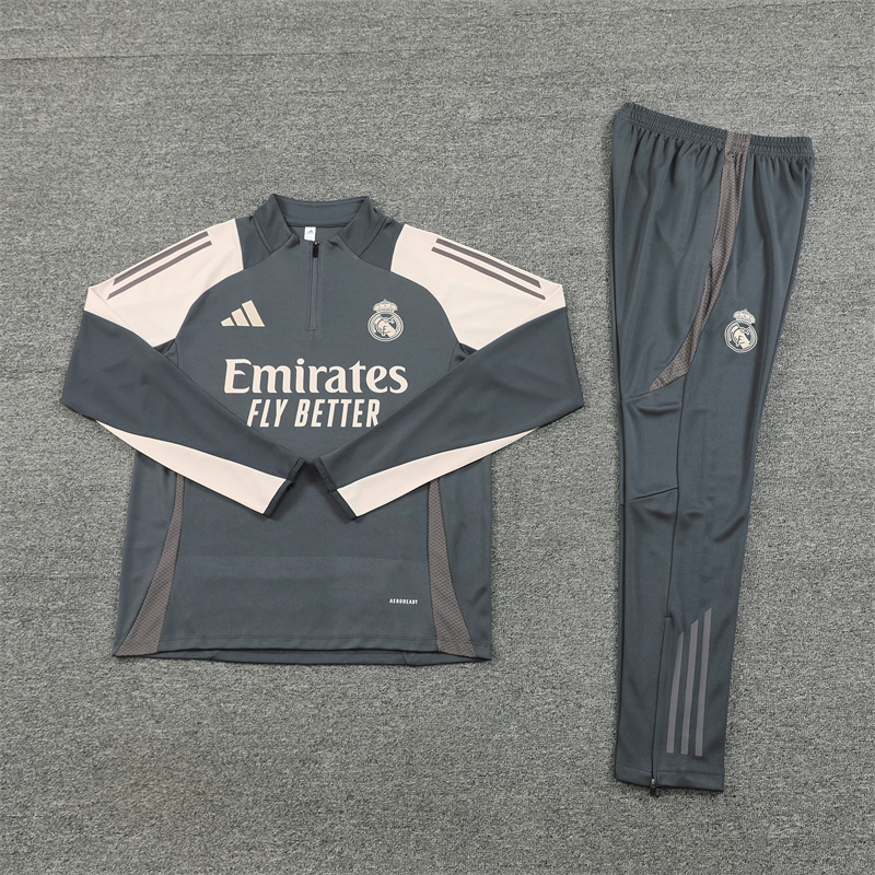 Real Madrid 24-25 Kids Long Sleeve Training Set - Deep Grey - ManixJersey