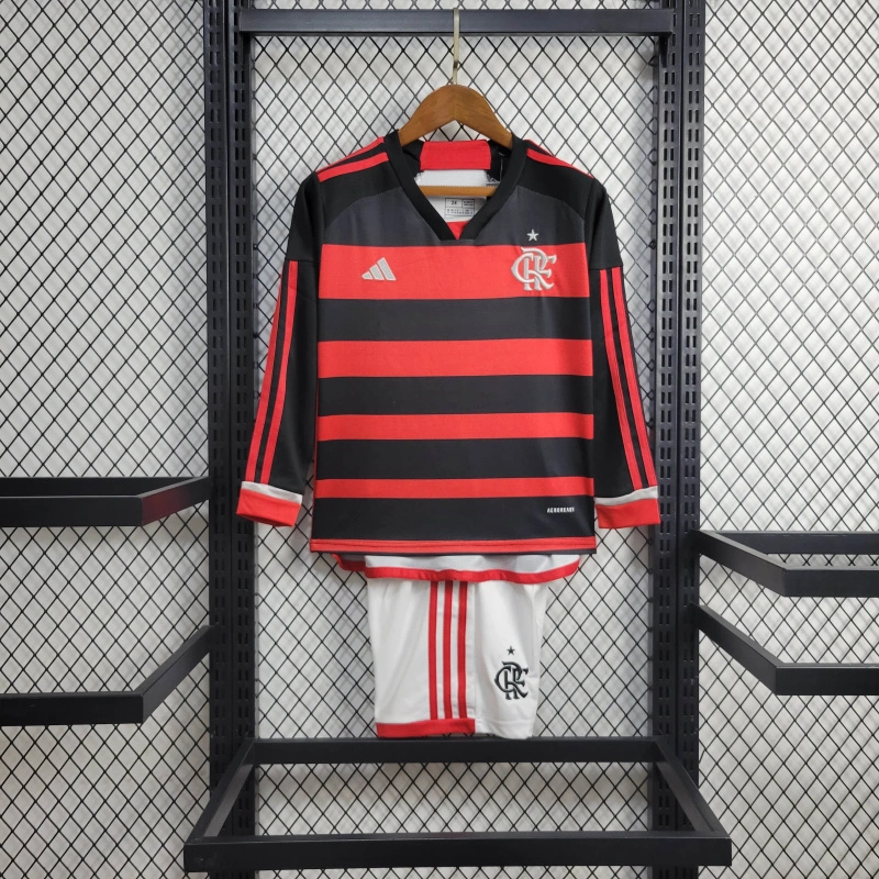 Flamengo 2024 Home Stadium Long Sleeve Kids Kit - ManixJersey