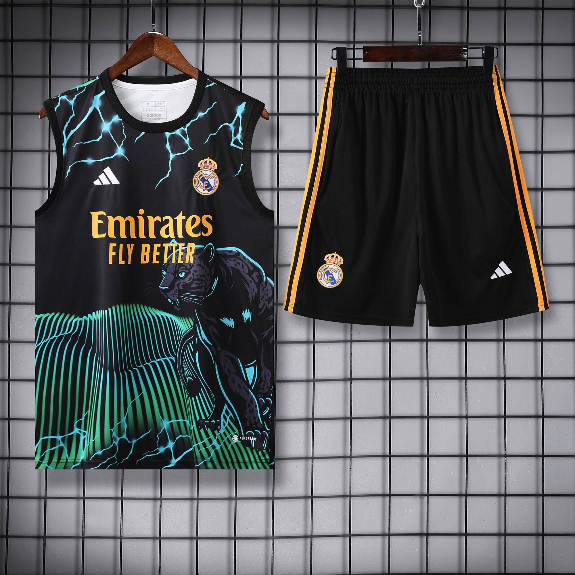 Real Madrid 24-25 Vest Training Set - Green & Black Leopard - ManixJersey