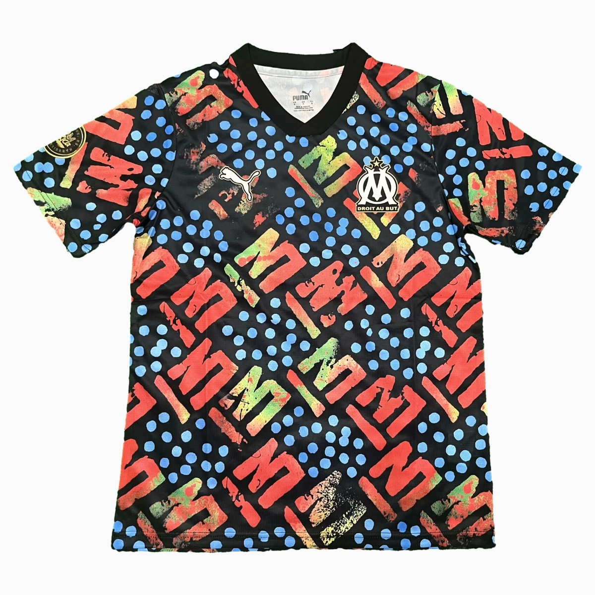 Marseille 24-25 Black Graffiti Pre-match Training Jersey - Fans Version - ManixJersey
