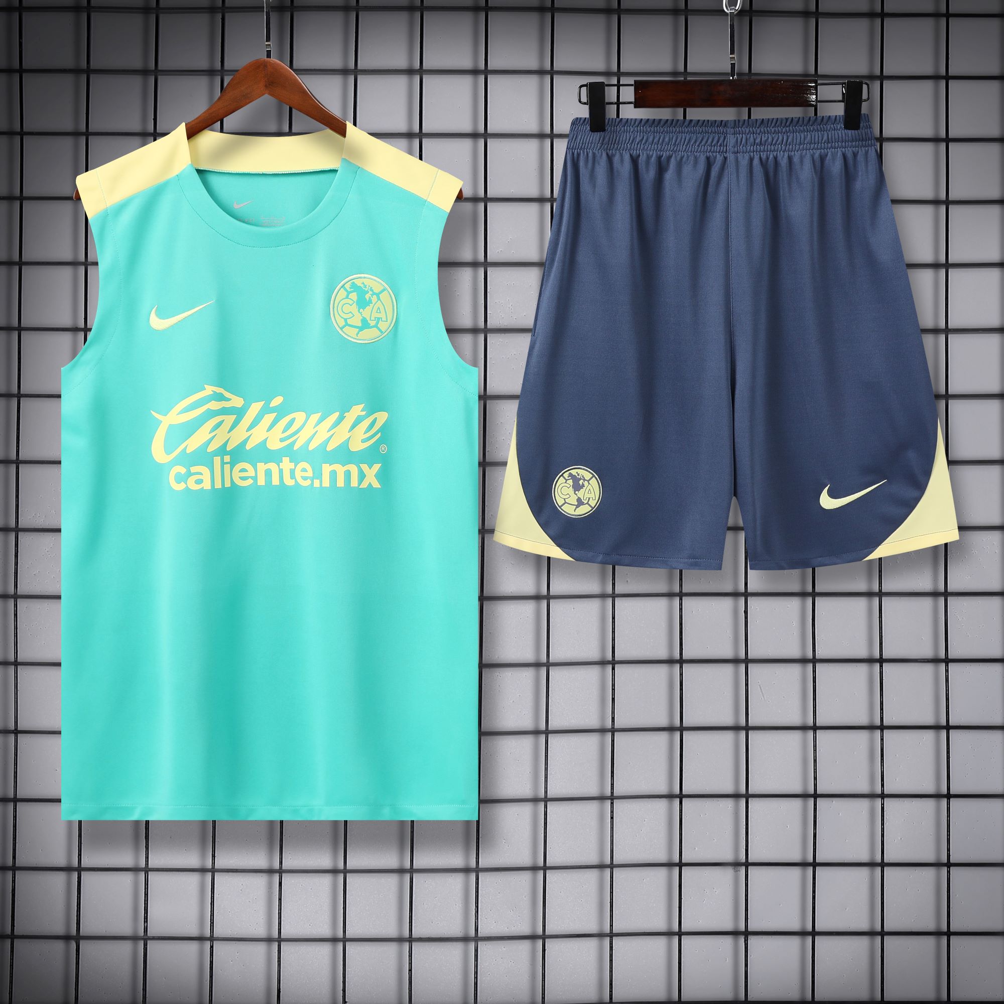 Club América 24-25 Vest Training Set - Light Green Vest & Grey Shorts - ManixJersey