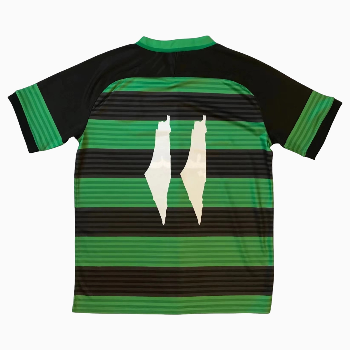FC Palestina 24 - 25 Black and Green Horizontal Striped Jersey - With Arabic and Patterns - ManixJersey
