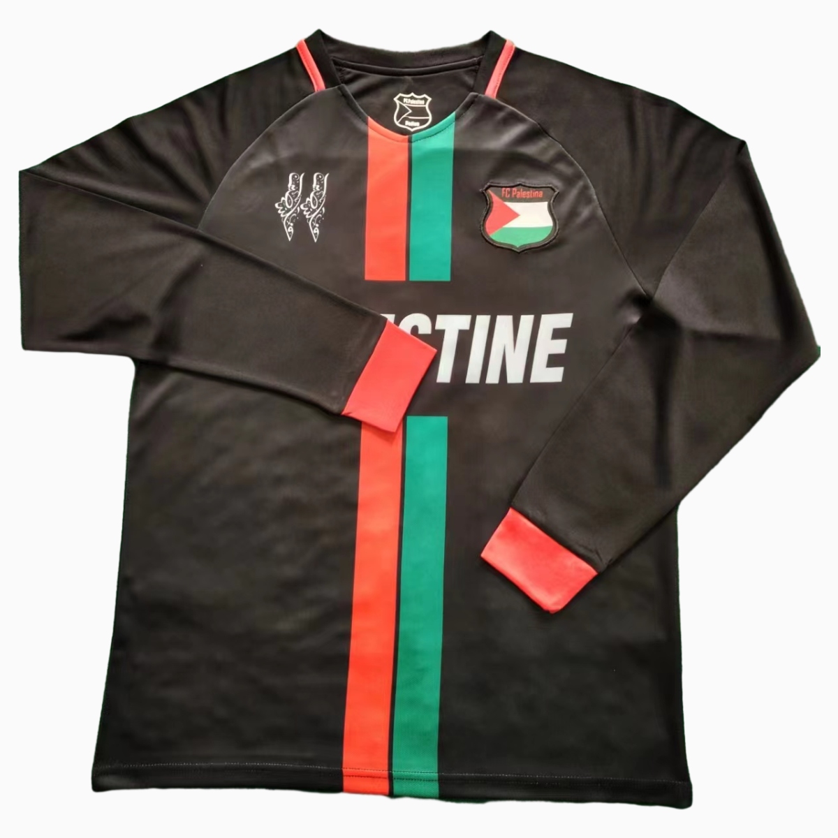 FC Palestina 24-25 Black Centre Striped Long Sleeve Jersey with English - ManixJersey