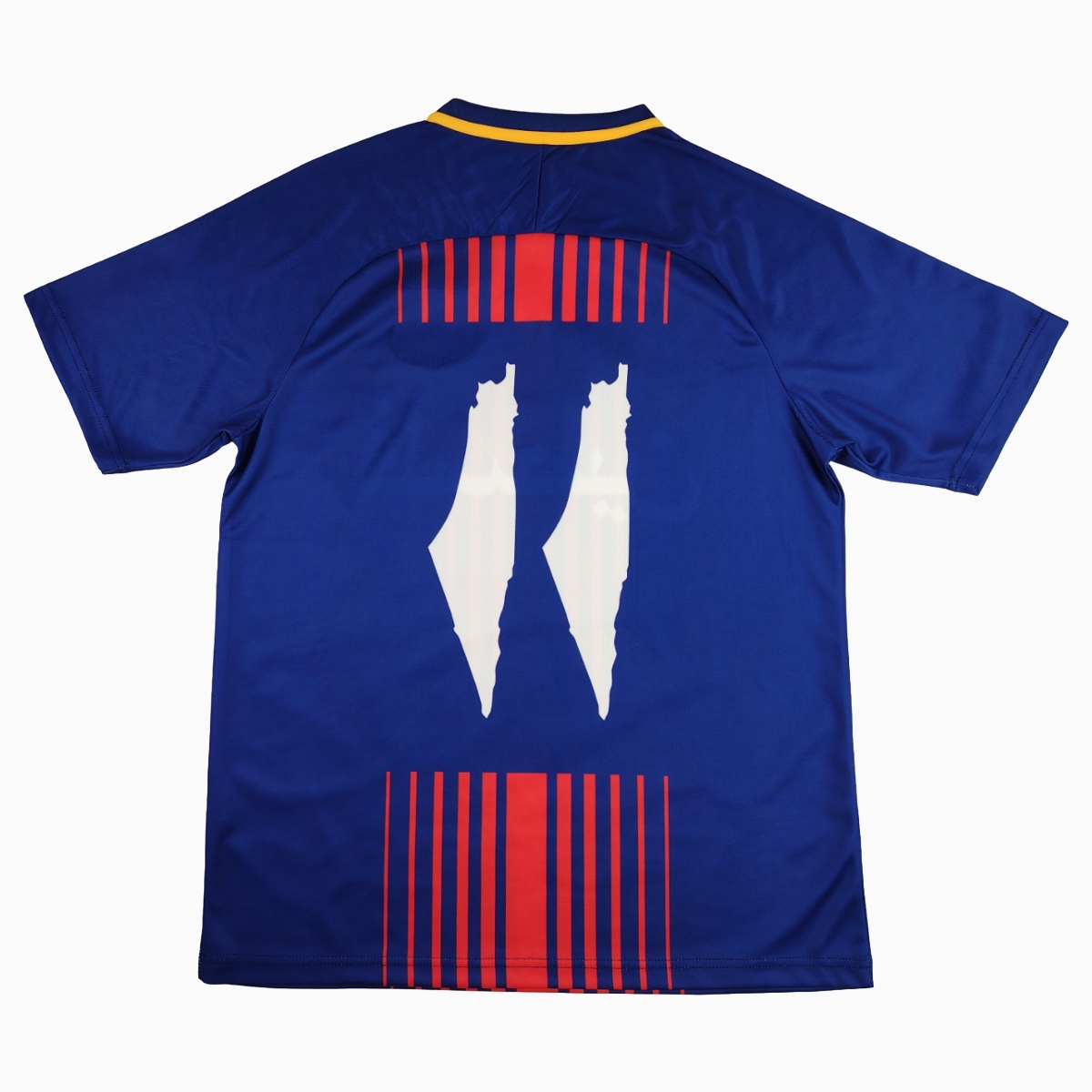 FC Palestina 24-25 Blue and Red Striped Jersey with Arabic and Pattern - ManixJersey