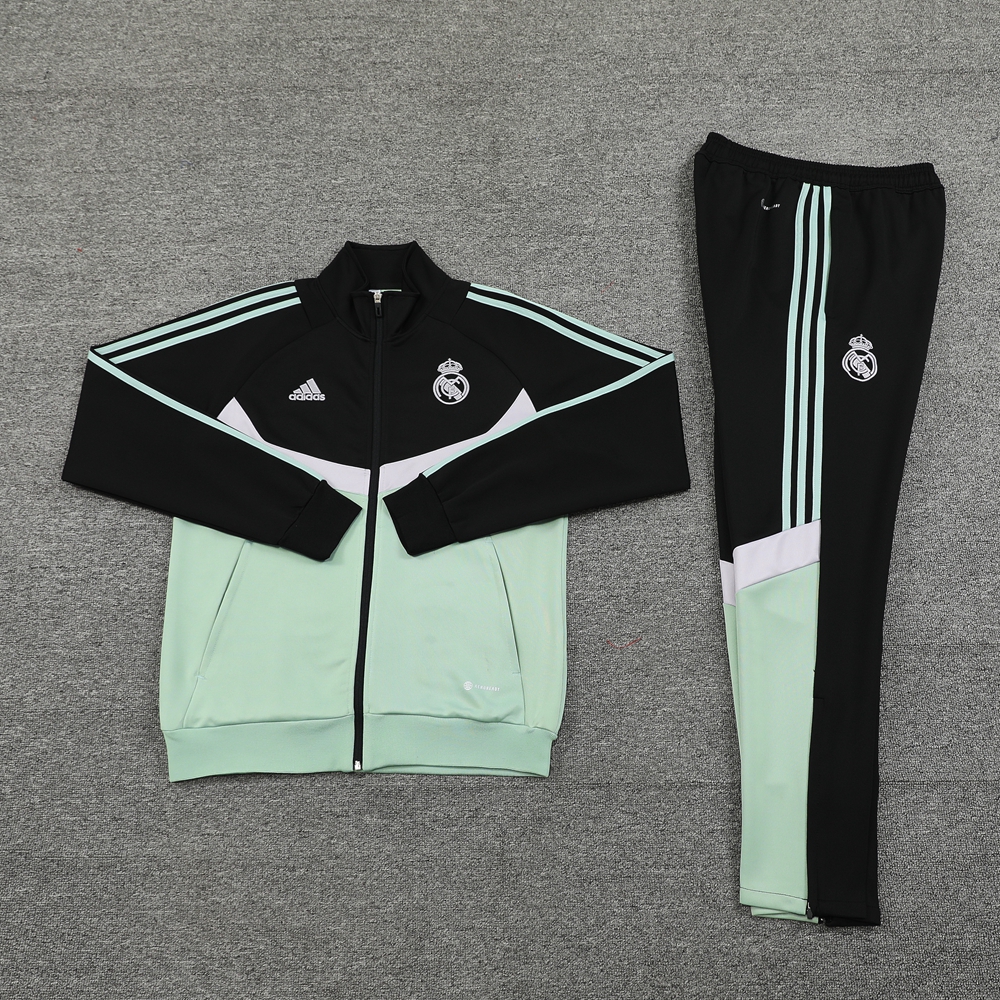 Real Madrid 24-25 Originals LFSTLR Jacket Training Tracksuit - Black and Light Green - ManixJersey