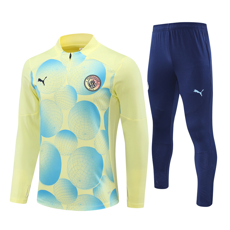 Manchester City 24-25 Long Sleeve Training Set - Yellow Camouflage - ManixJersey