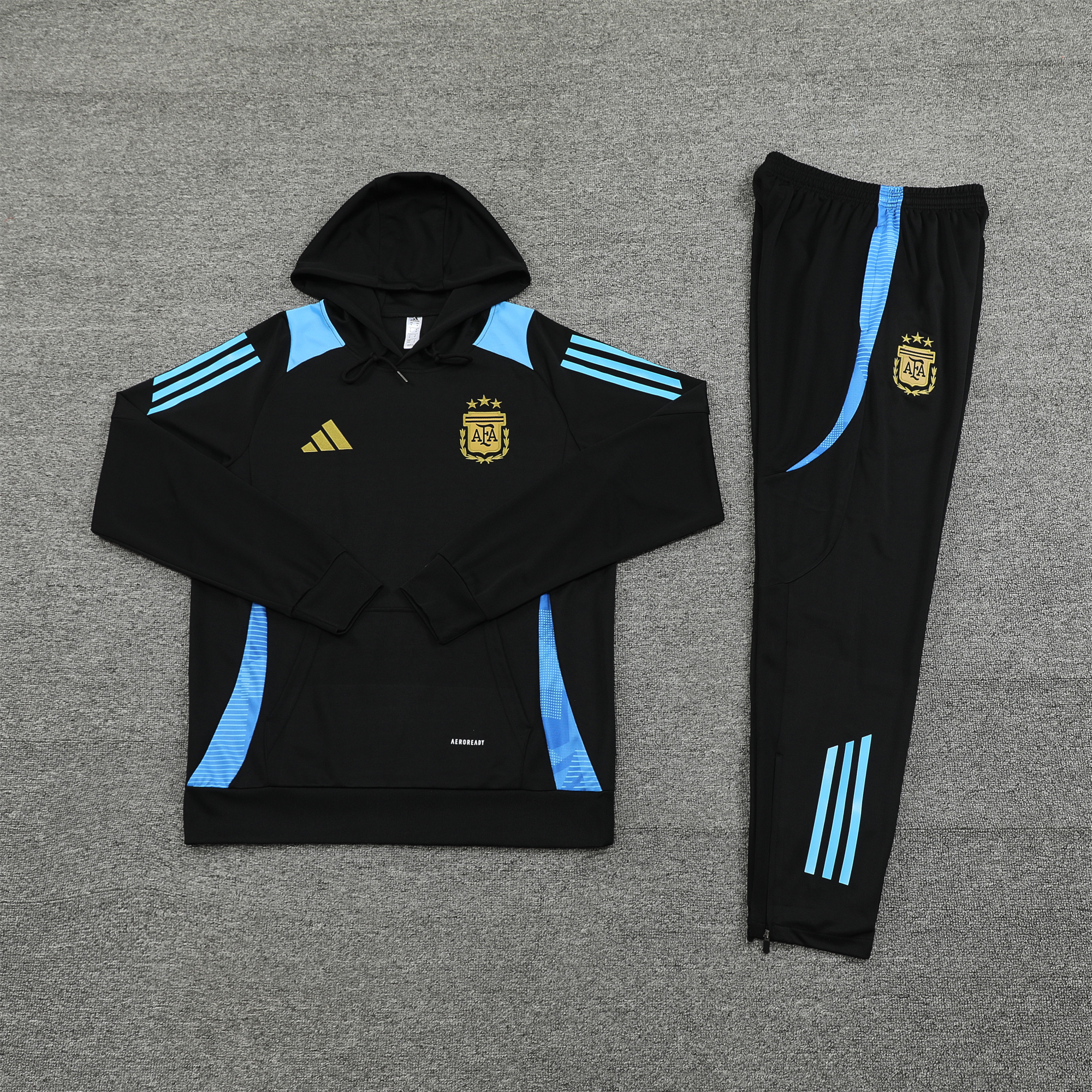 Argentina 24-25 Long Sleeve Training Set - Black Blue - ManixJersey