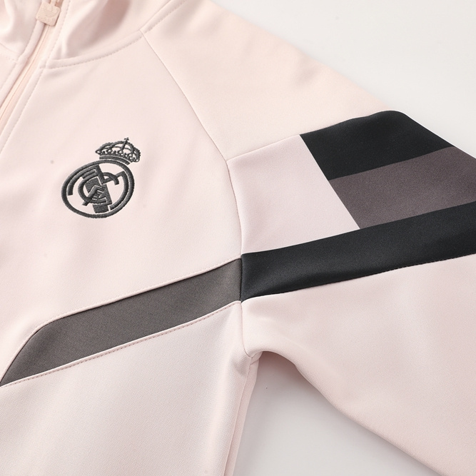 Real Madrid 24-25 Jacket Training Tracksuit - Light Pink Top and Black Pants - ManixJersey