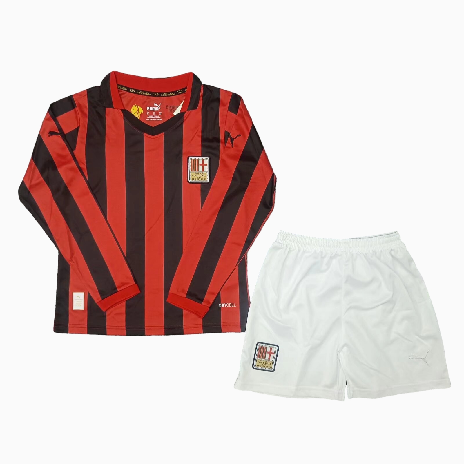 AC Milan 24-25 125th Anniversary Home Long Sleeves Kids Kit - ManixJersey