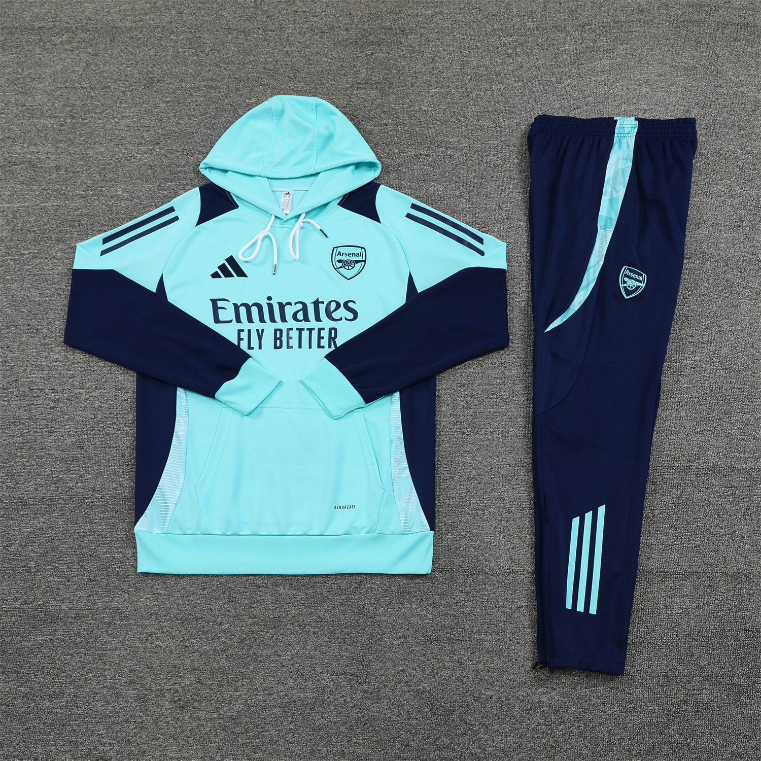 Arsenal 24-25 Training Hoodie Set - Cyan Hoodie and Deep Blue Pants - ManixJersey