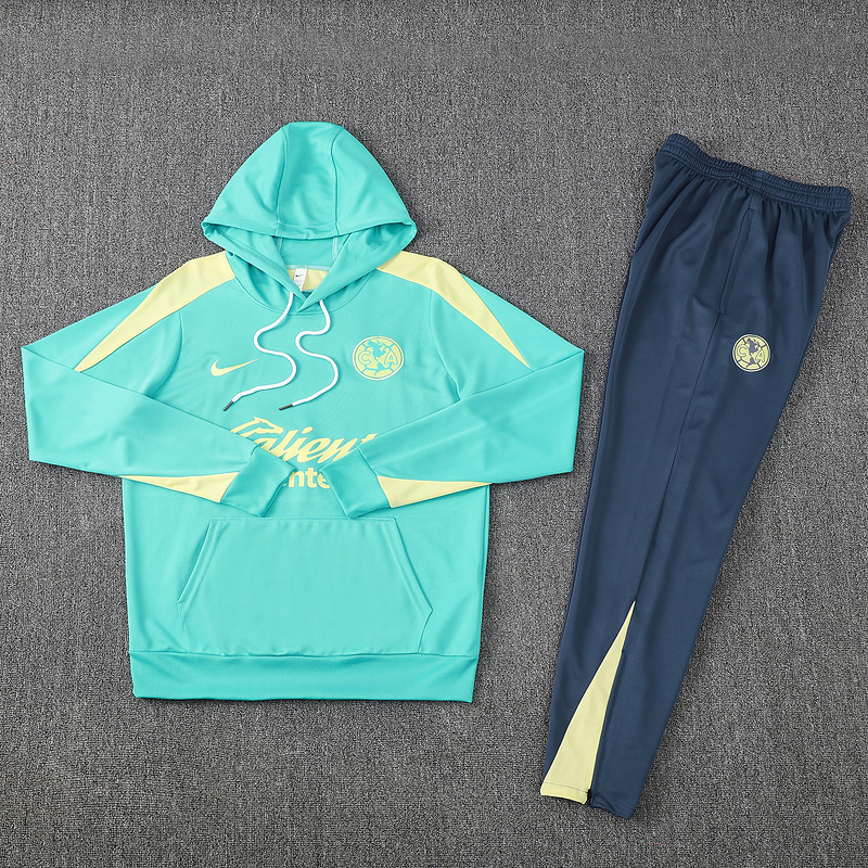Club América 2025 Training Hoodie Set - Green Hoodie and Deep Blue Pants - ManixJersey