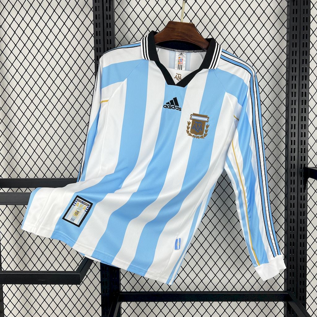 Retro Argentina 1998 Home Long Sleeves Jersey - ManixJersey