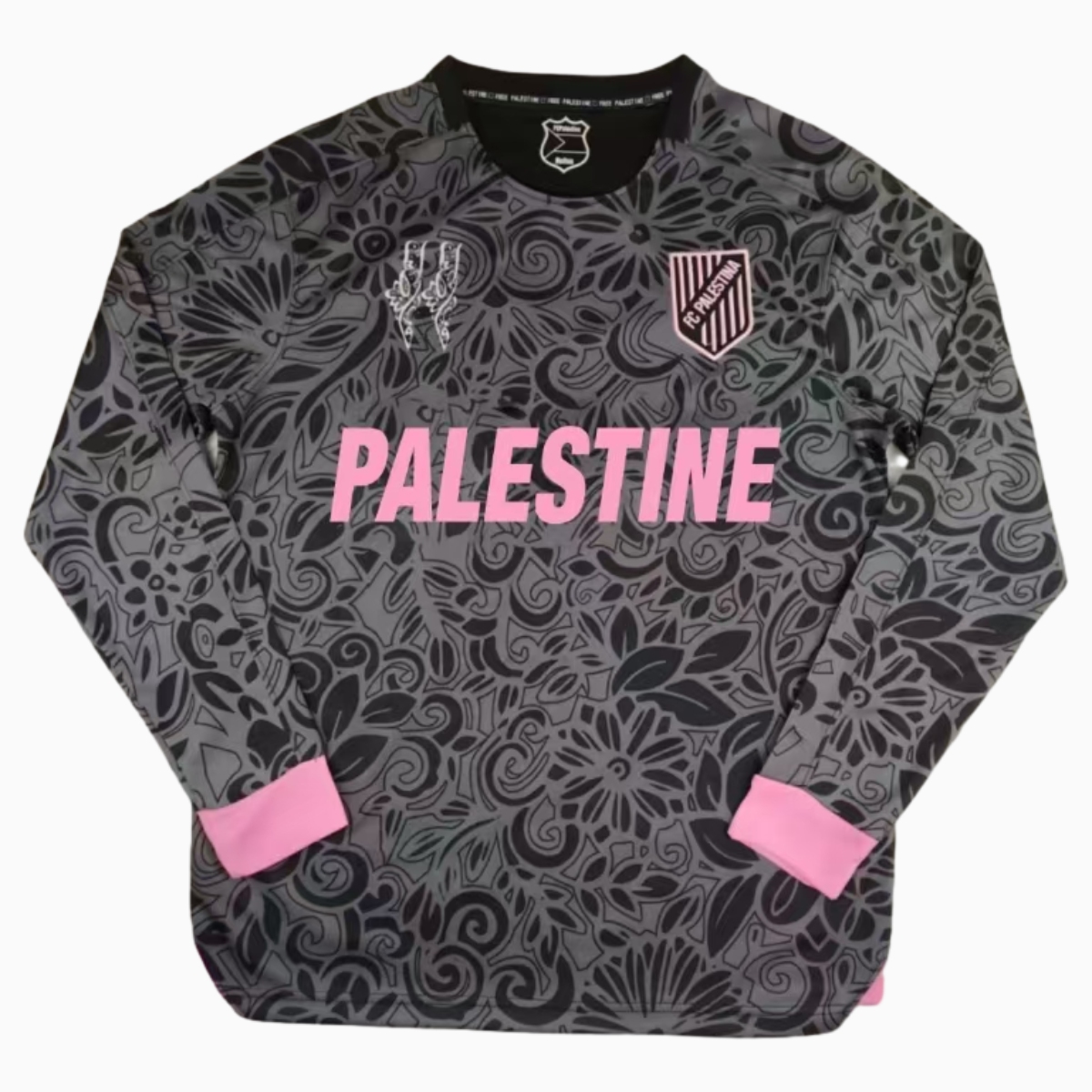 FC Palestina 23-24 Black Patterned Long Sleeve Jersey with English - ManixJersey