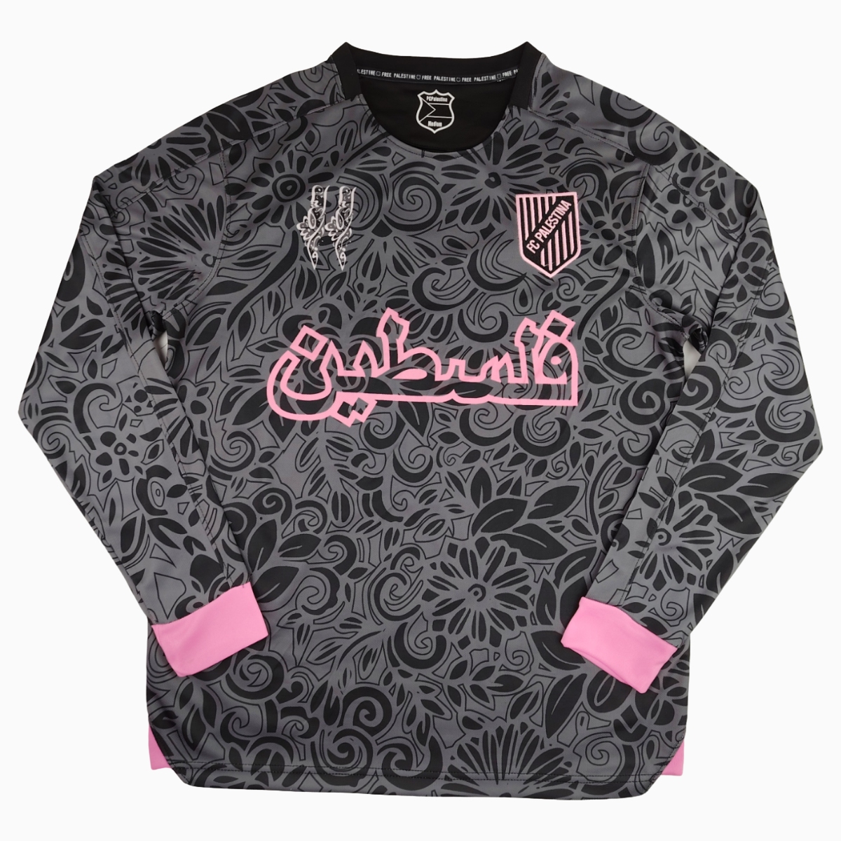 FC Palestina 23-24 Black Patterned Long Sleeve Jersey with Arabic - ManixJersey
