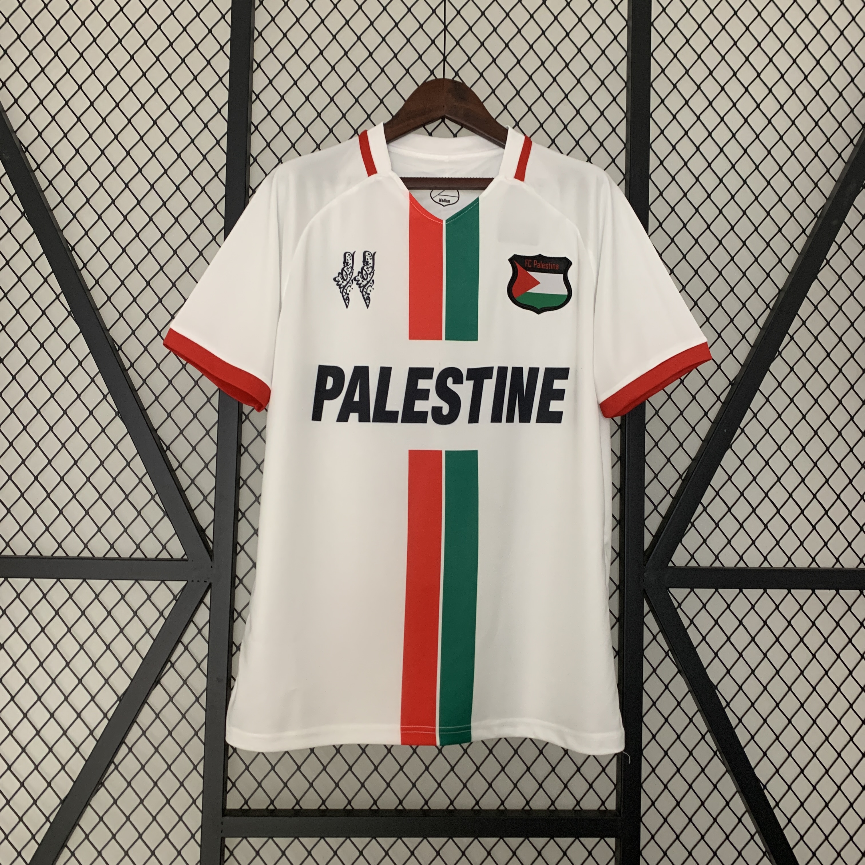 FC Palestina 23-24 White Centre Striped Jersey - Fans Version - ManixJersey