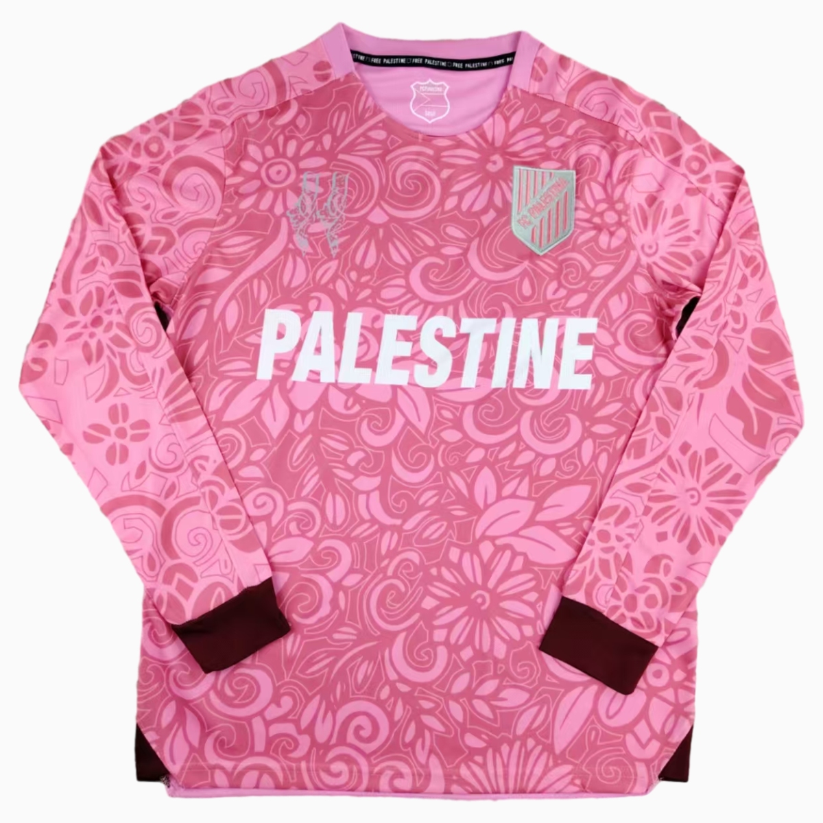 FC Palestina 23-24 Pink Patterned Long Sleeve Jersey with English - ManixJersey