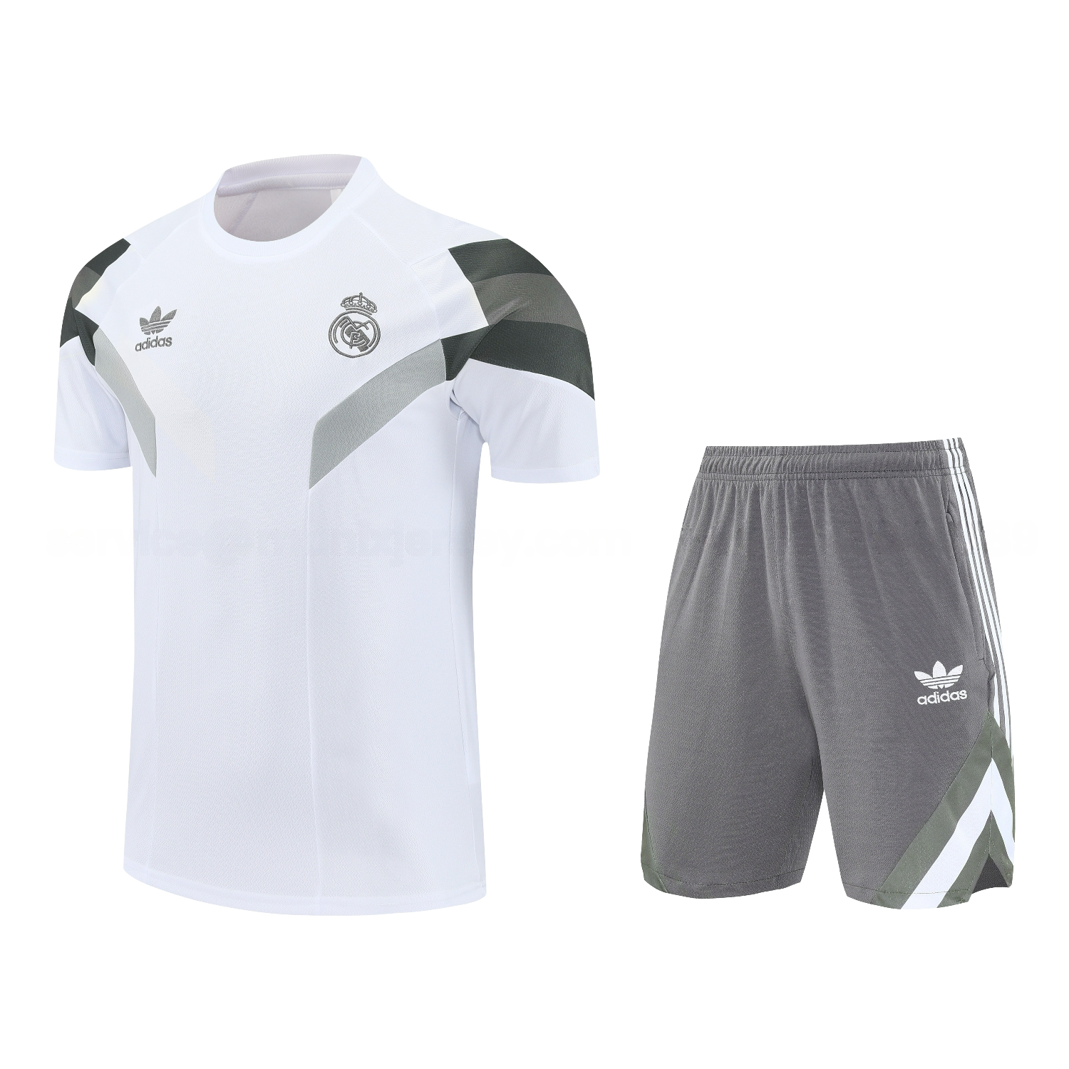 Real Madrid 25-26 Short-Sleeve Training Set - White Top & Gray Shorts - ManixJersey