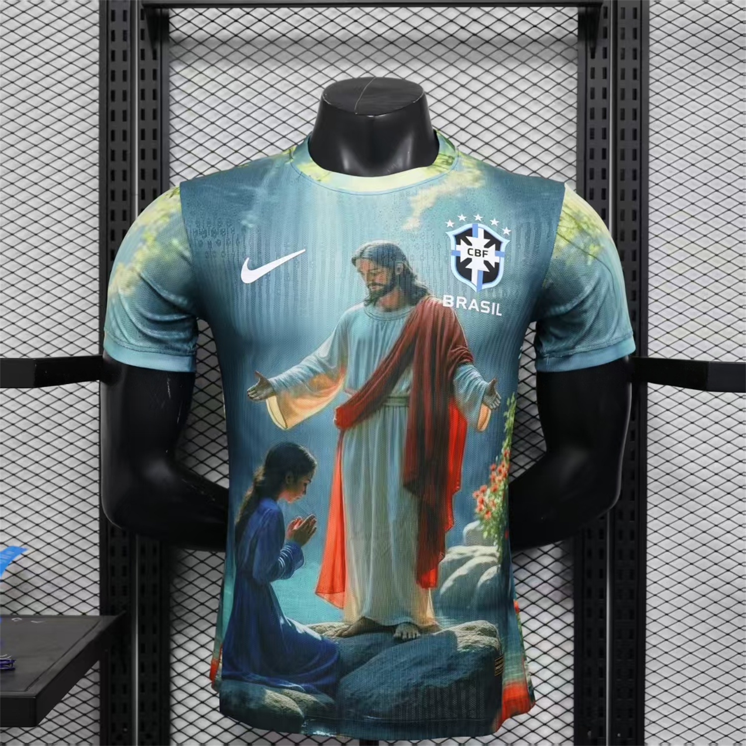 Brazil 25-26 Praying to Jesus Special Green Jersey - Player Version - ManixJersey