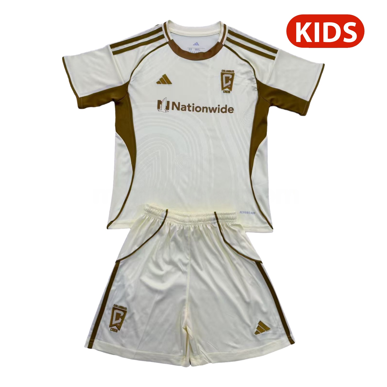 Columbus Crew 25-26 Light Yellow Pre-Match Training Kids Kit - ManixJersey