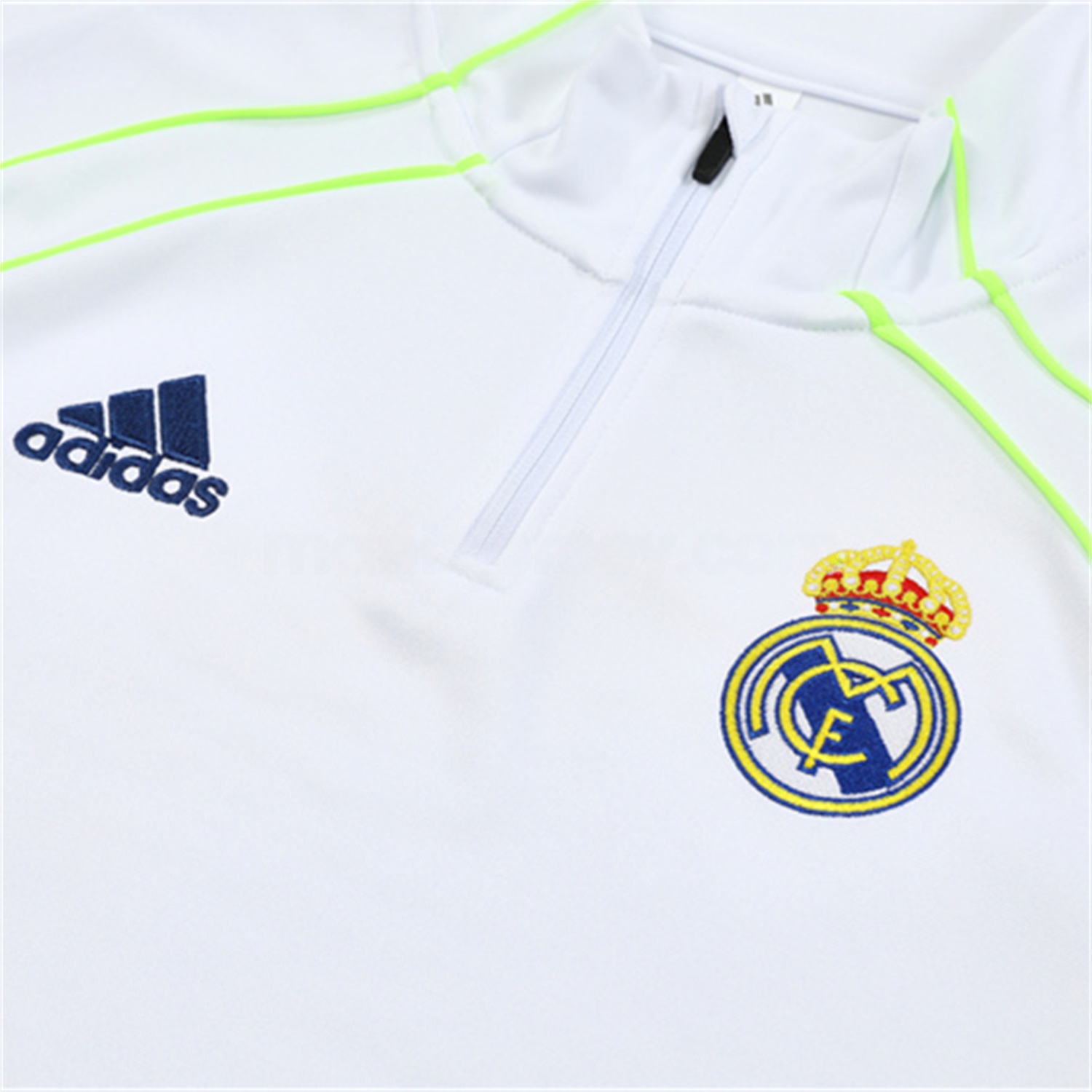 Real Madrid 25-26 Long Sleeve Training Set - Green Line White Top and Blue Pants - ManixJersey