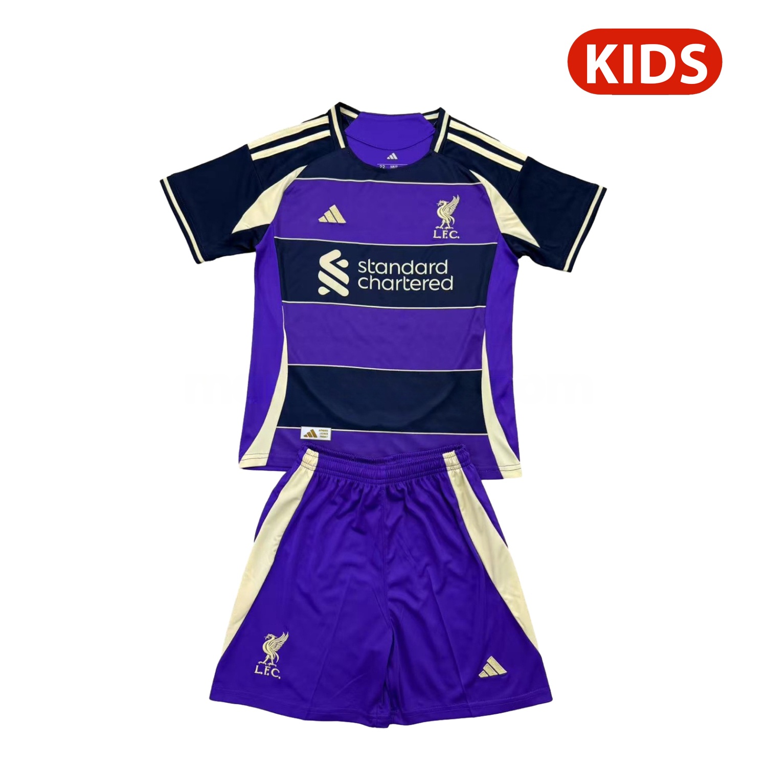 Liver.pool 25-26 Purple Dark Blue Horizontal Stripes Concept Kids Kit - ManixJersey