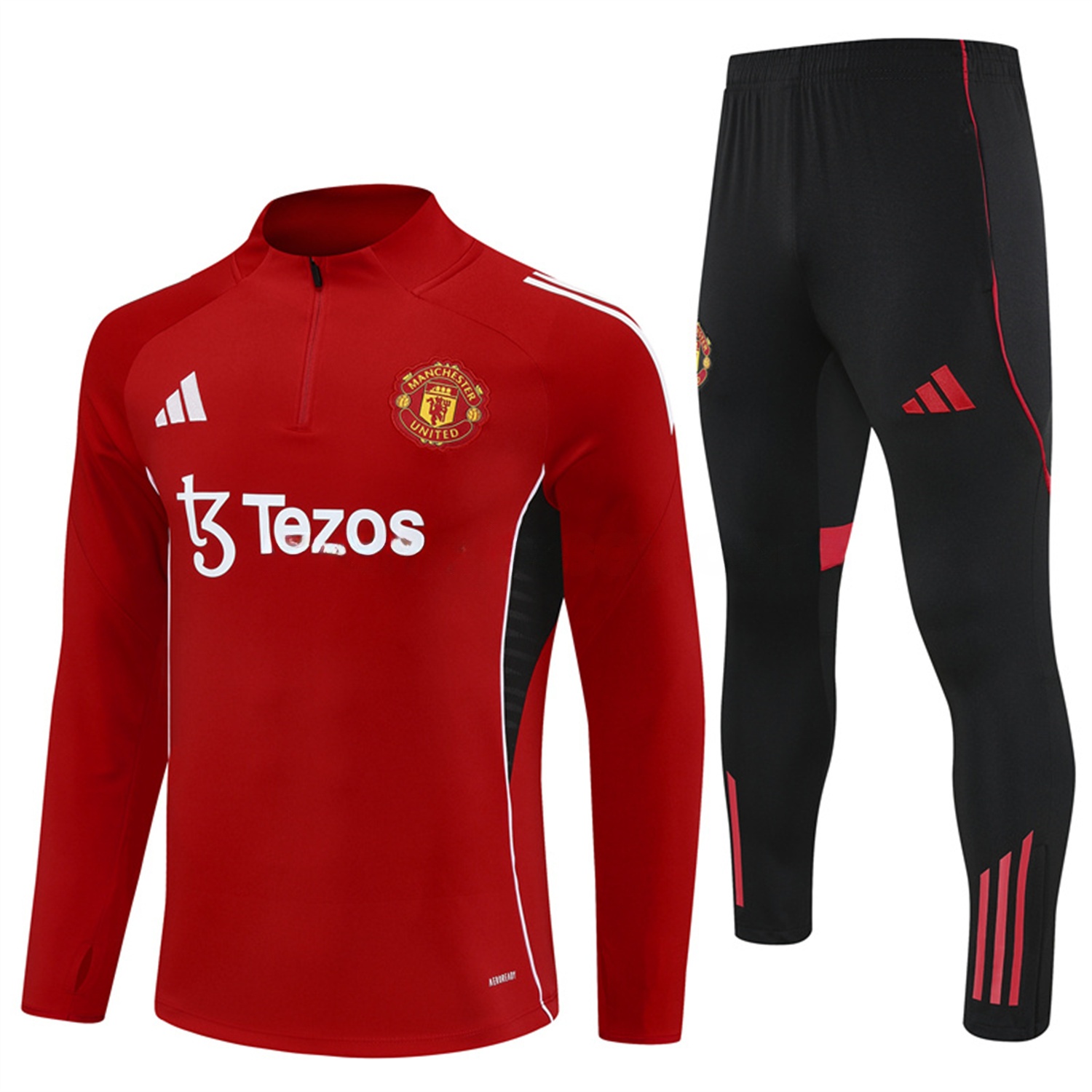 Manchester United 25-26 Long Sleeves Training Set - Red Top & Black Pants - ManixJersey
