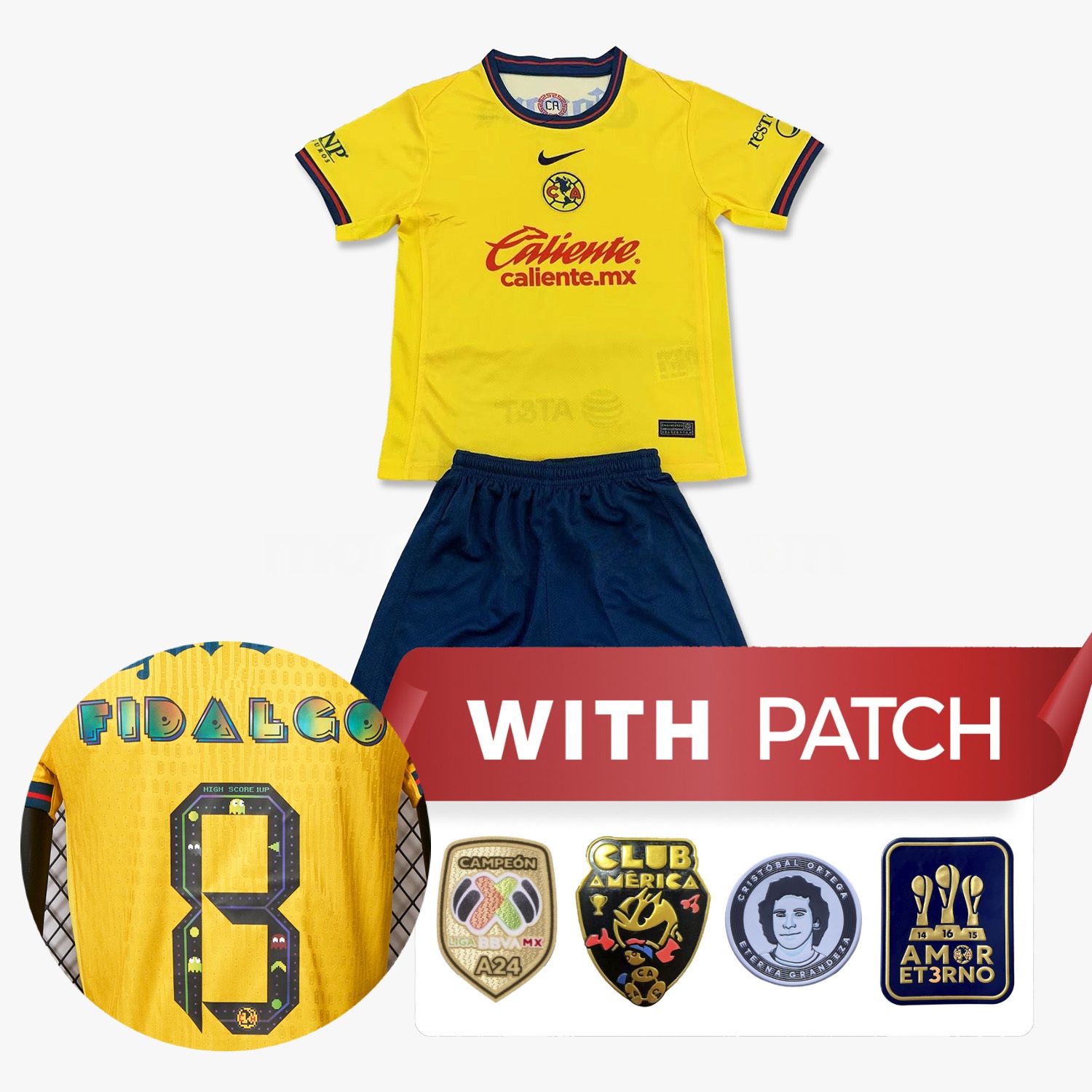 【Pac-Man Version Font】Club América 24-25 Home Kids Kit - ManixJersey
