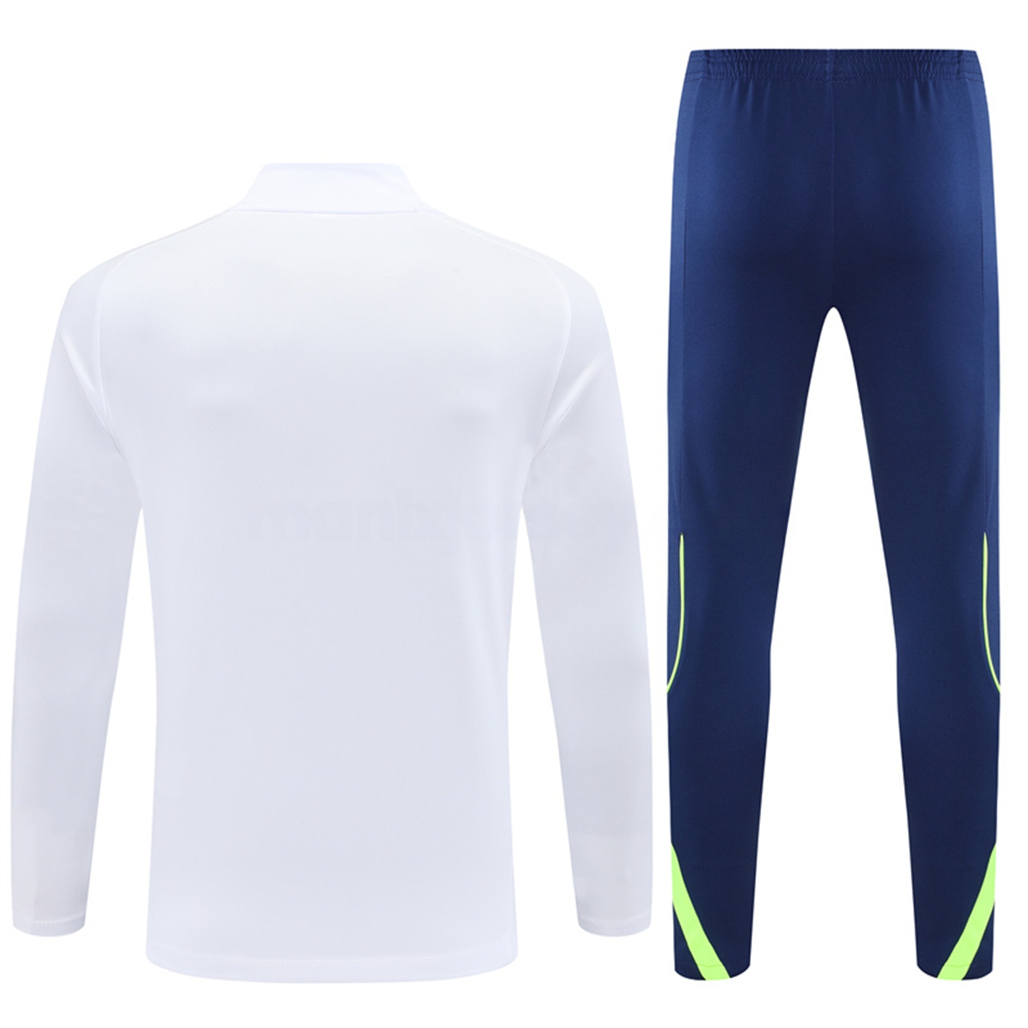 Real Madrid 25-26 Long Sleeve Training Set - Green Line White Top and Blue Pants - ManixJersey