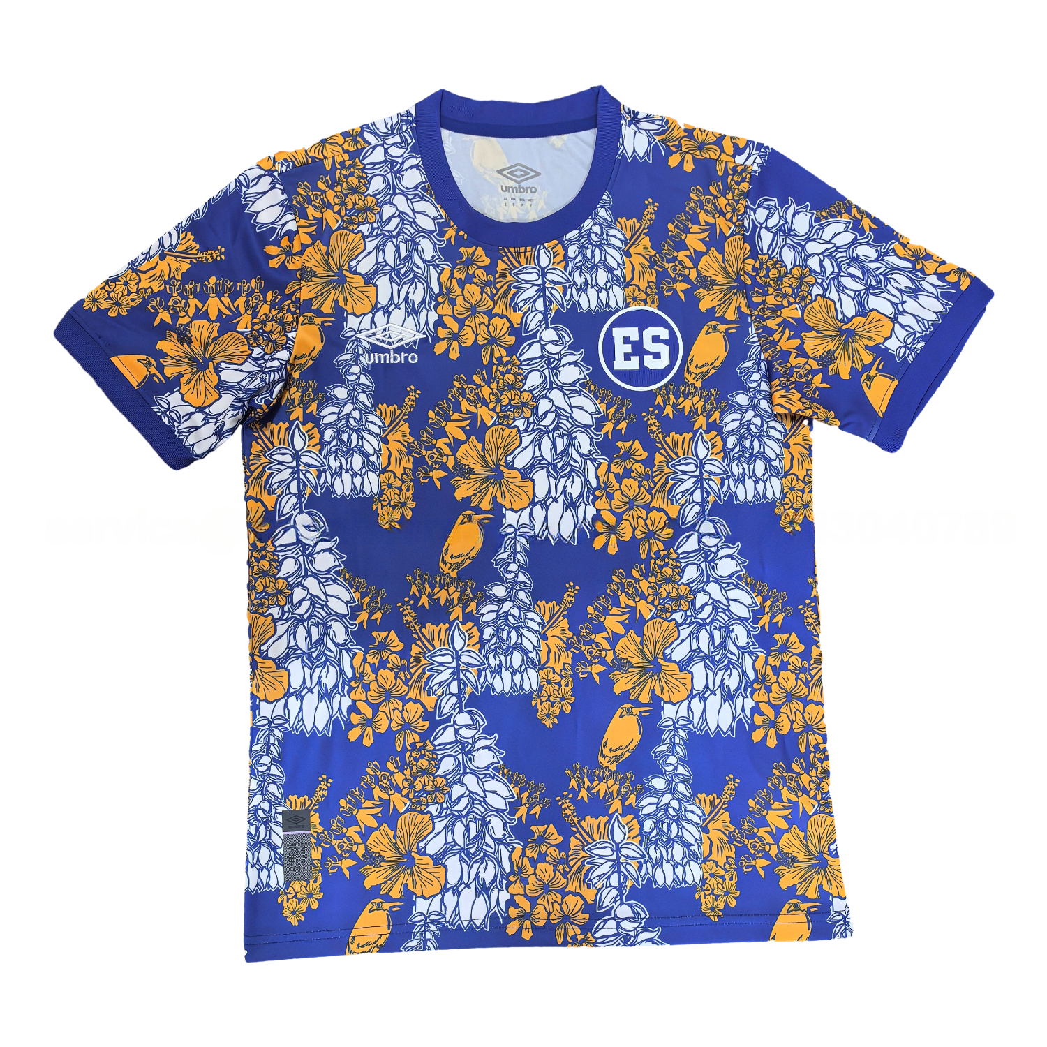El Salvador 25-26 Blue Pre-Match Training Jersey with Yellow and White Flower Pattern - Fans Version - ManixJersey