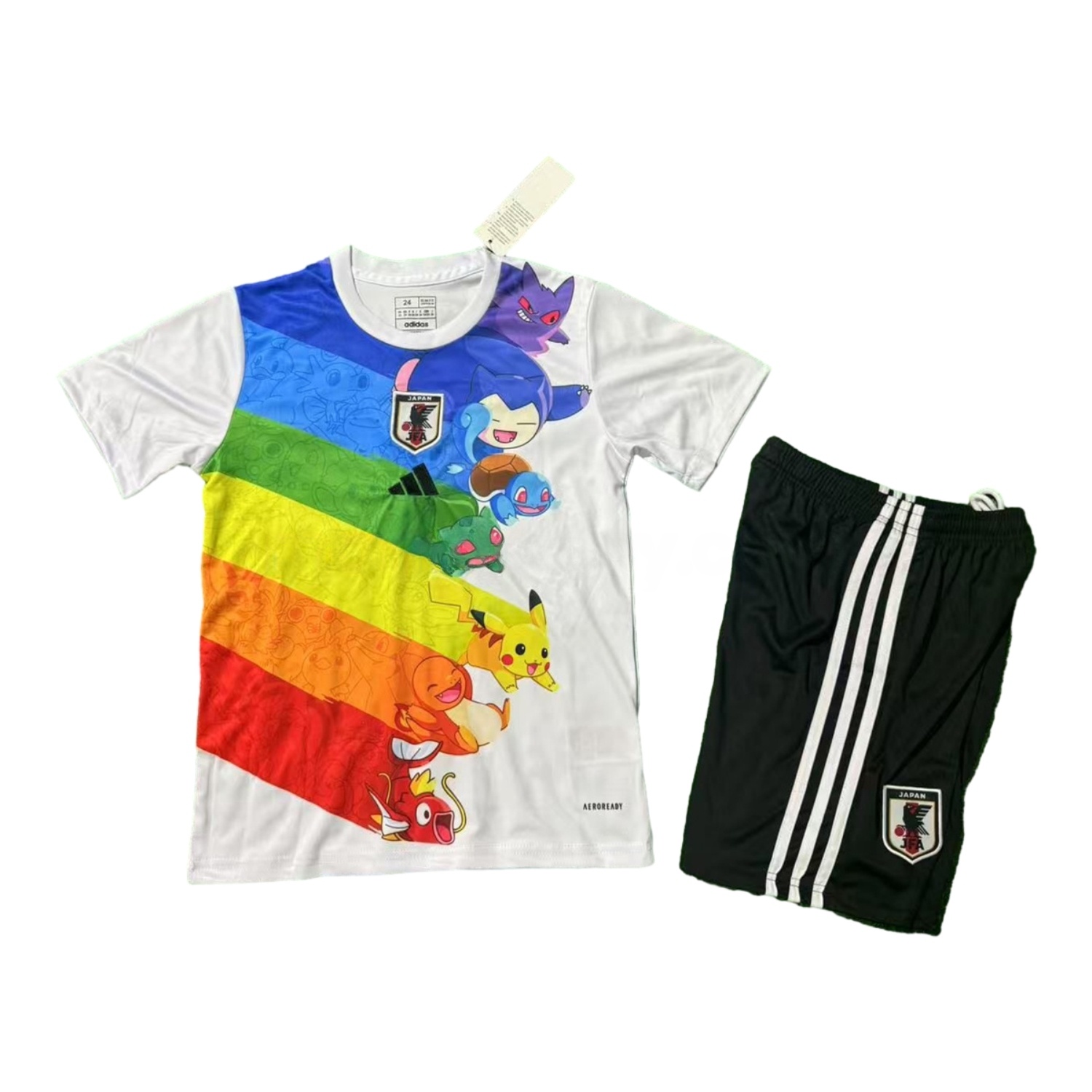 Japan 25-26 Pokemon Rainbow White Kids Kit - ManixJersey