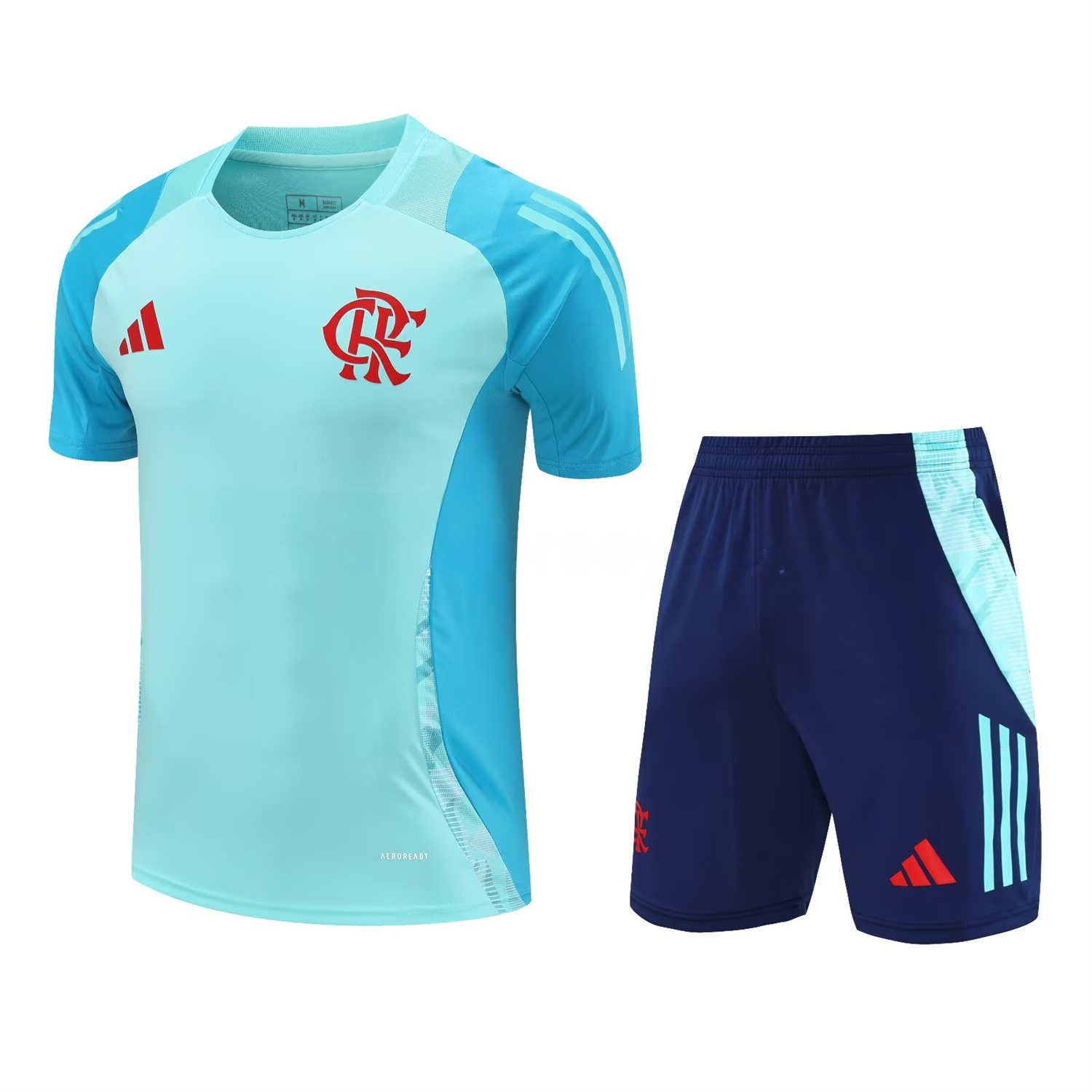 Flamengo 25-26 Short-Sleeve Kids Training Set - Light Blue With Royal Blue - ManixJersey