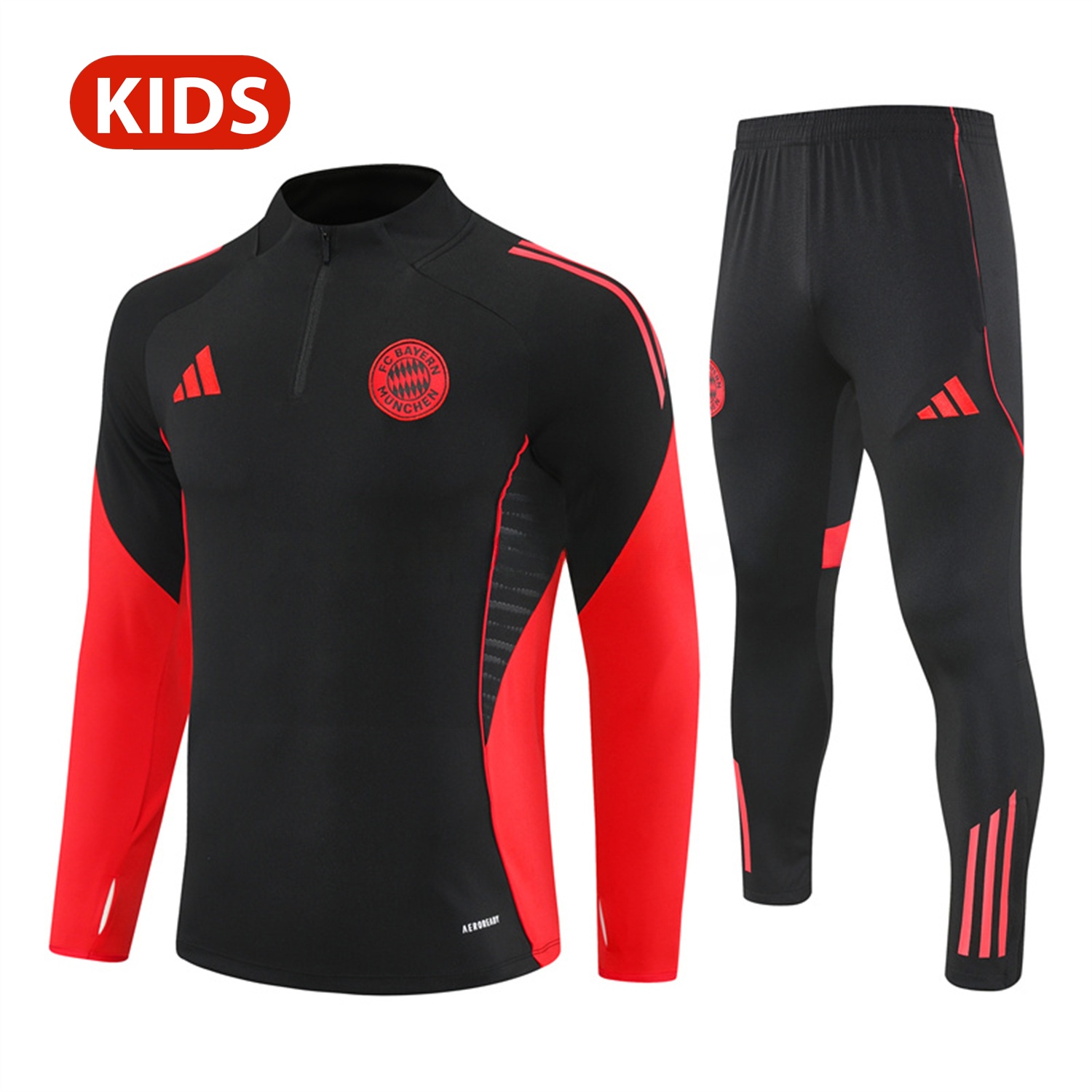 Bayern Munich 25-26 Kid Long Sleeves Training Set - Black Top & Black Pants - ManixJersey