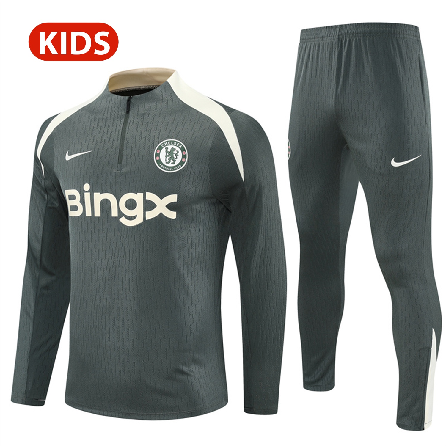 C.H.E.L.S.E.A 25-26 Kid Long Sleeves Training Set - Army Green Top & Army Green Shorts - ManixJersey