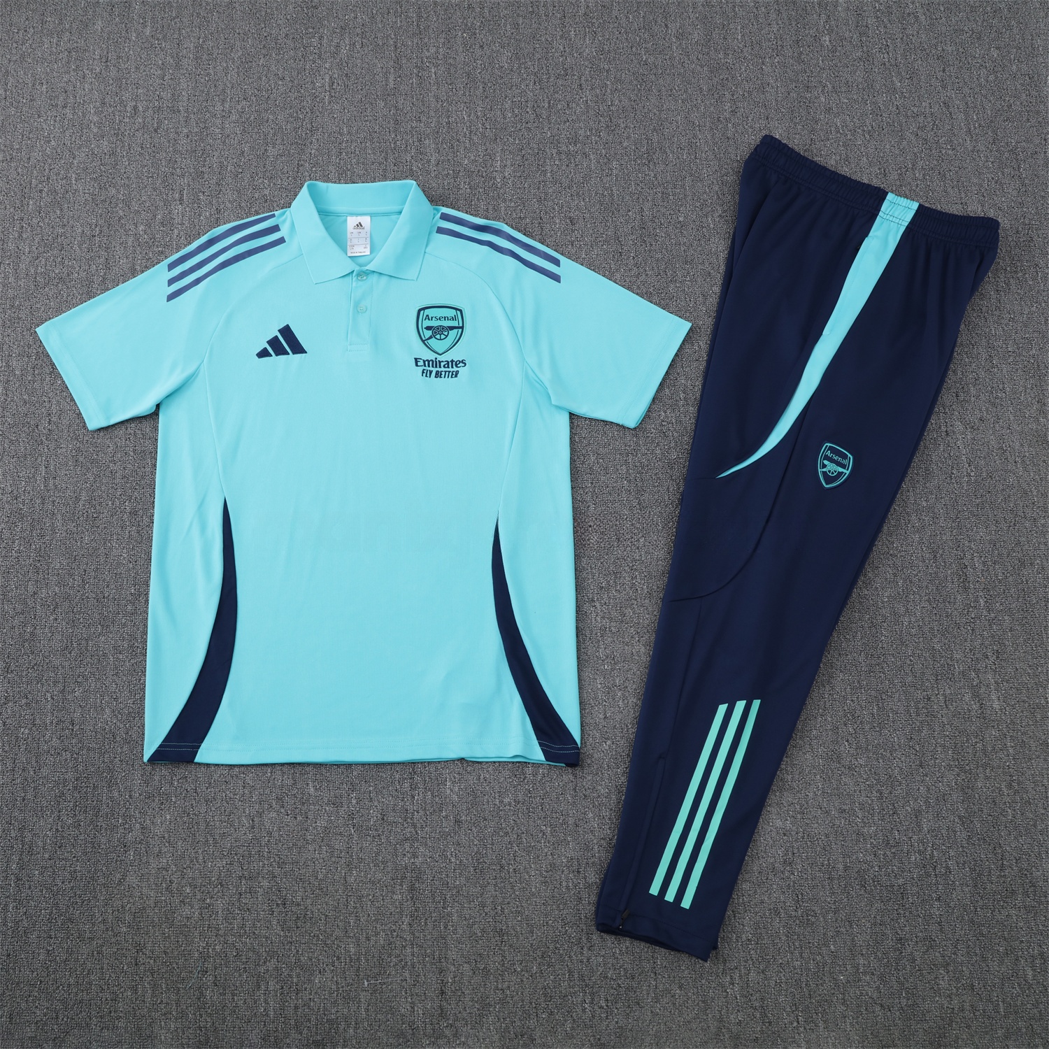 Arsenal 25-26 POLO Short-Sleeve Training Set - Cyan Top and Deep Blue Pants - ManixJersey