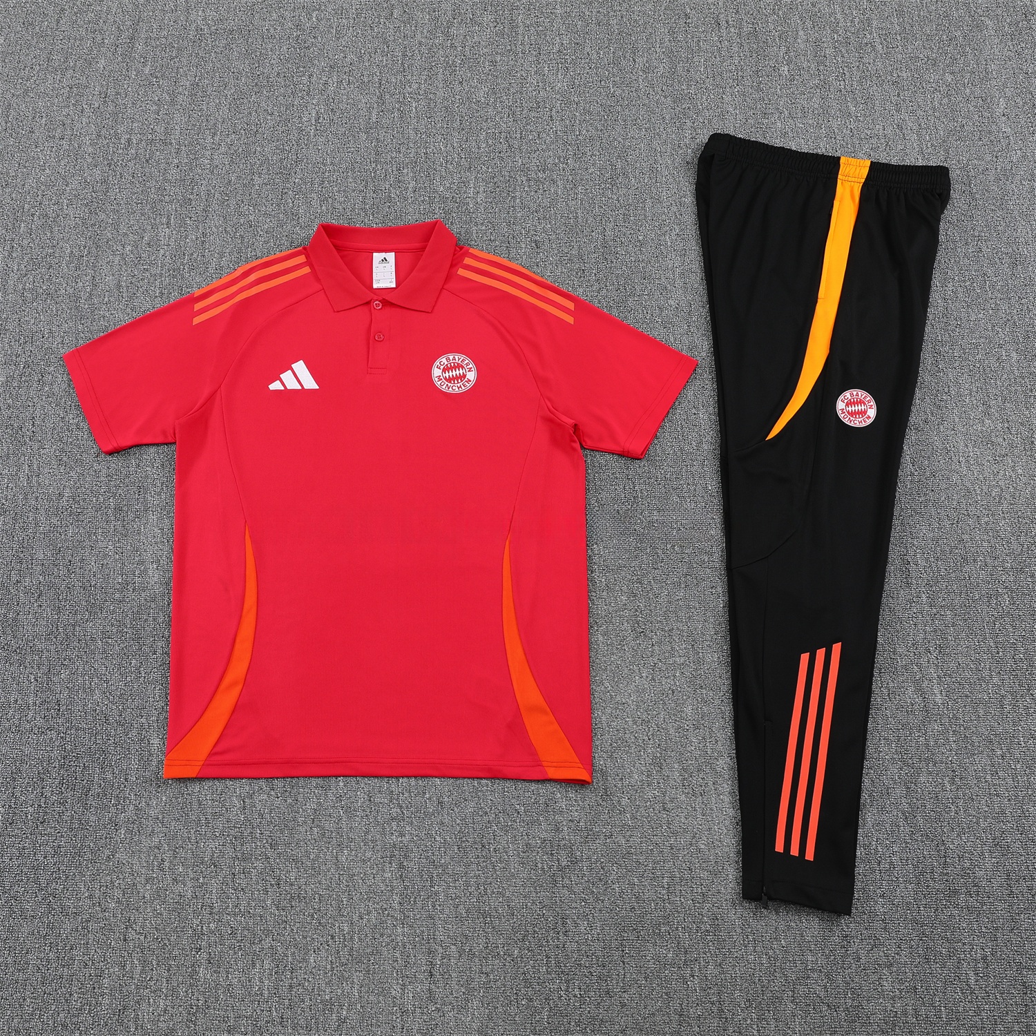 Bayern Munich 25-26 POLO Short-Sleeve Training Set - Red Top and Black Pants - ManixJersey
