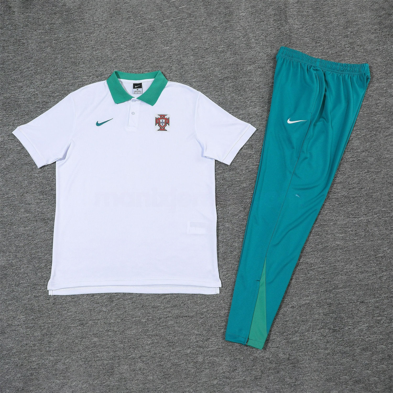 Portugal 25-26 POLO Short-Sleeve Training Set - White Top and Blue Pants - ManixJersey