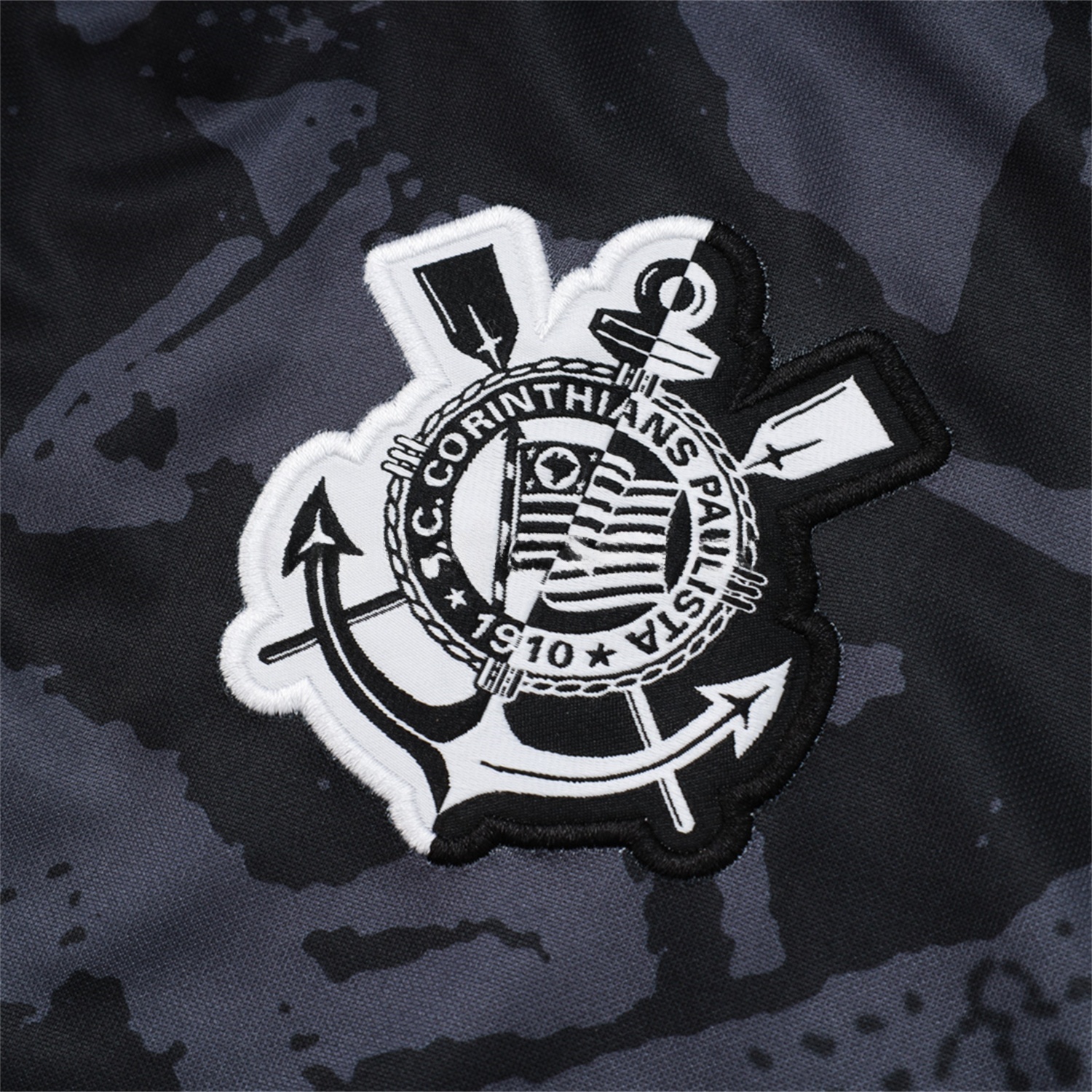 Corinthians 25-26 Jacket Training Tracksuit - Black and Gray Pattern Jackets & Black Pants - ManixJersey