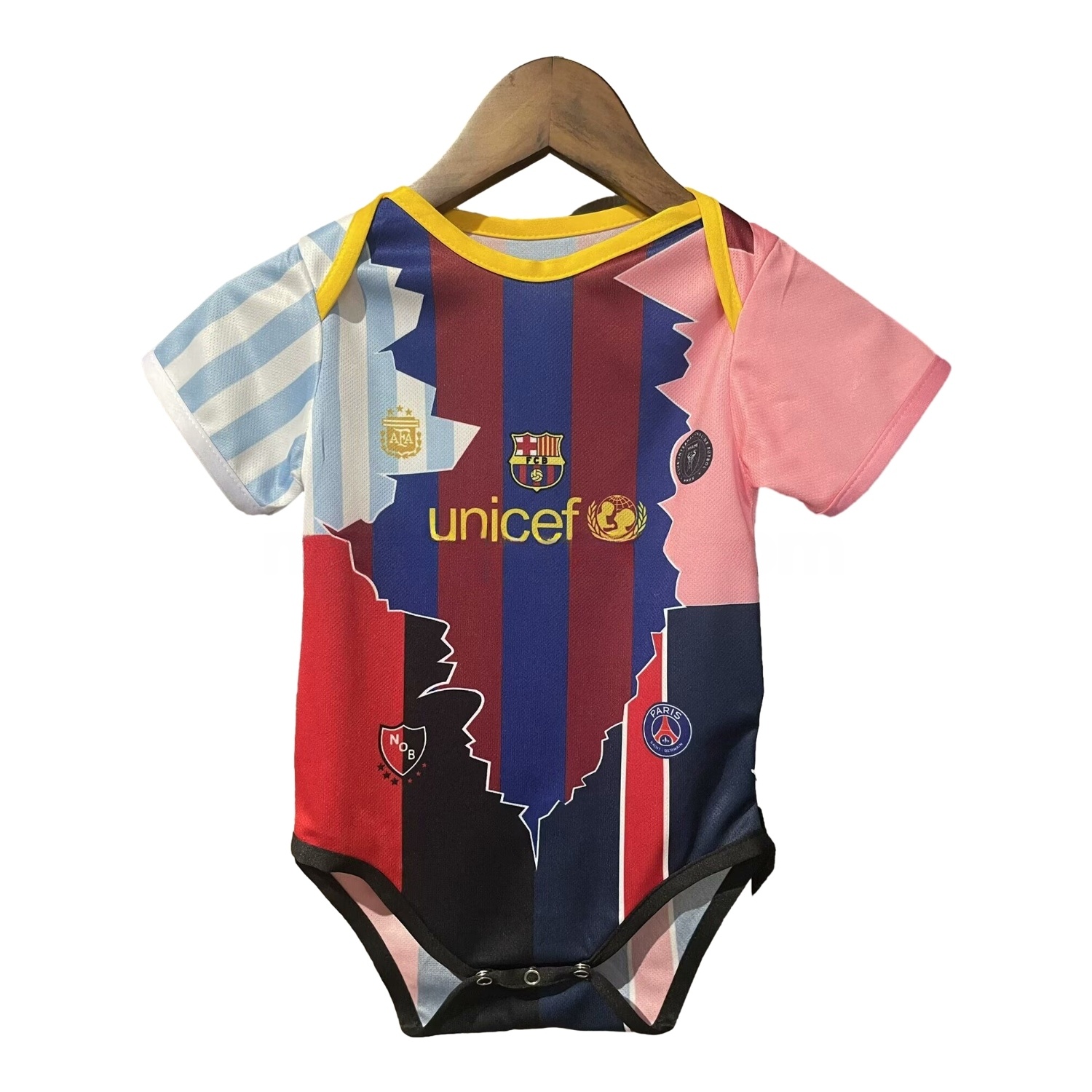 Messi Career Commemorative Baby Crawling Suit - Argentina B.A.R.S.A INT M.A.M Paris Saint-Germain PSG - ManixJersey