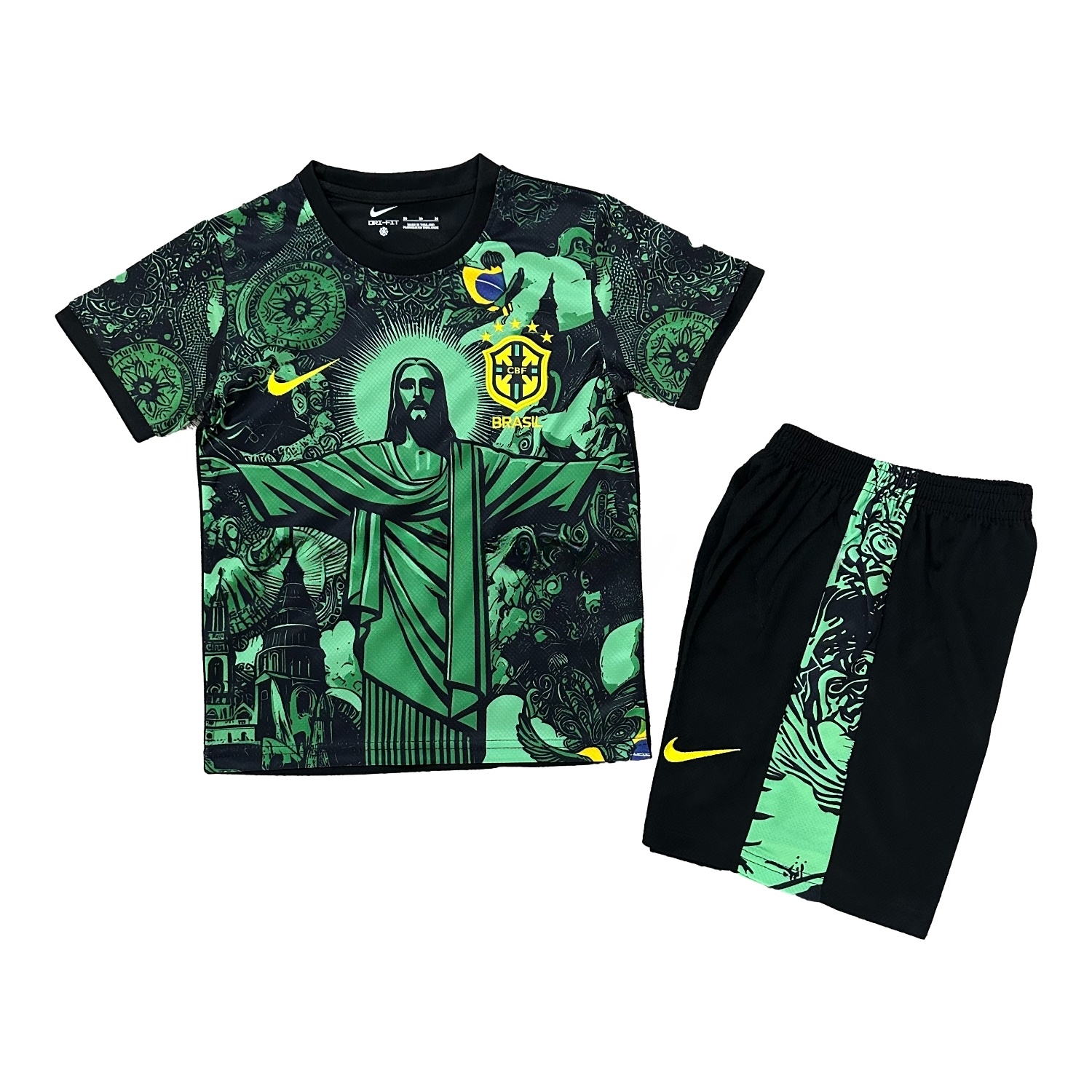 Brazil 25-26 Christ the Redeemer Statue Kids Kit - Green - ManixJersey