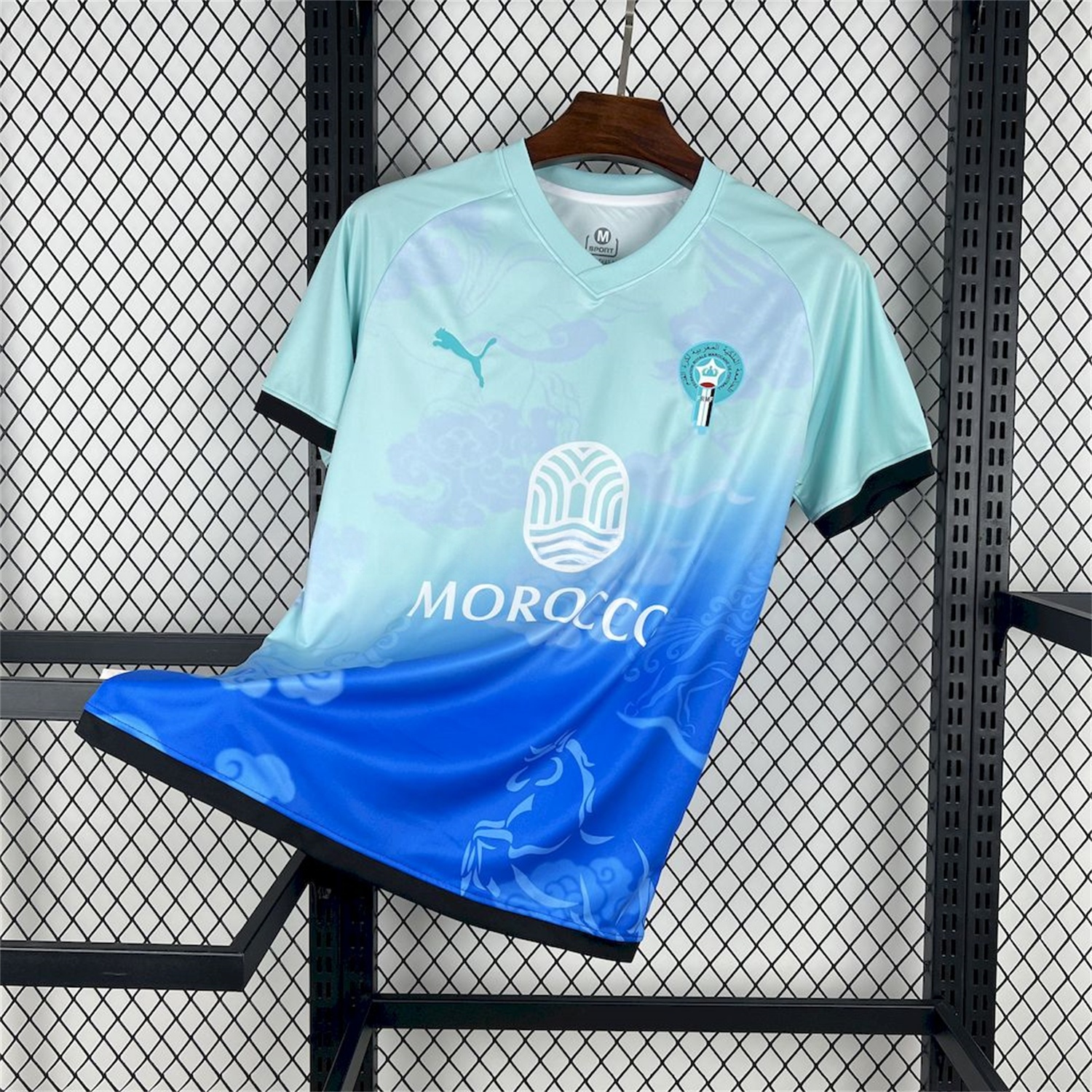 Morocco 25-26 Blue Gradient Auspicious Cloud Pattern Special Jersey - Fans Version - ManixJersey